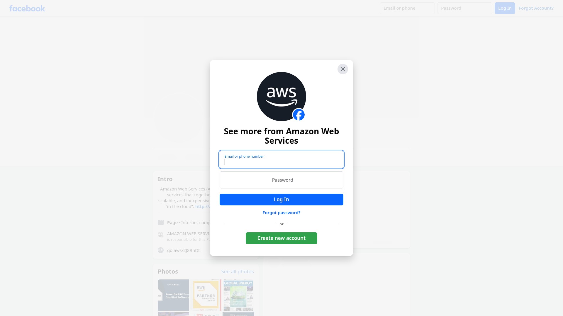 Screenshot of pages.awscloud.com