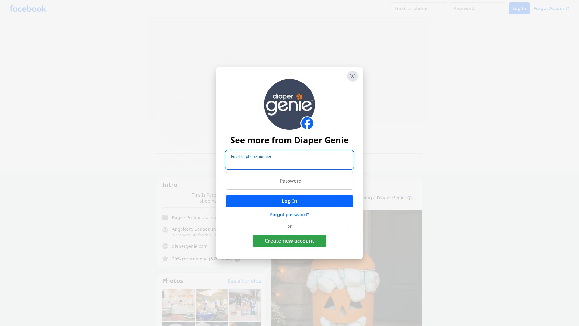 Screenshot of pages.diapergenie.com