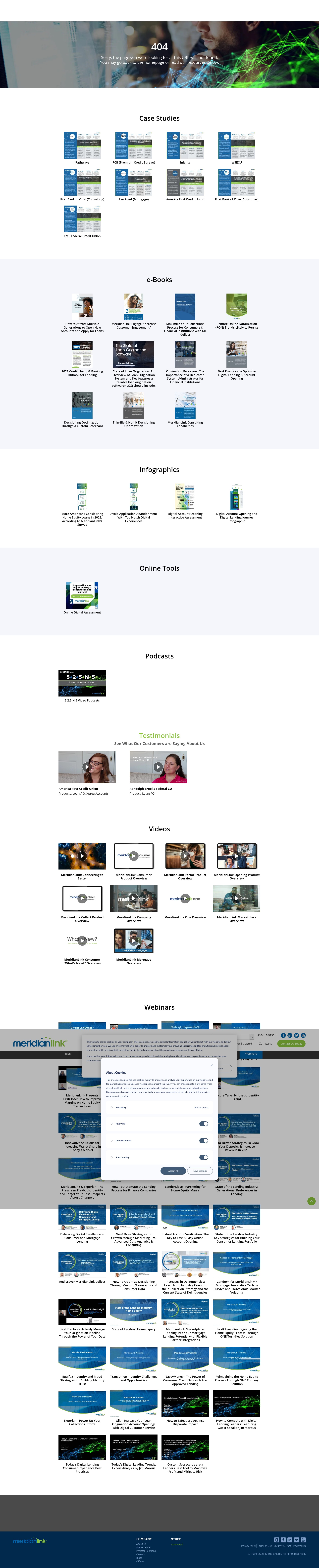 Screenshot of pages.meridianlink.com