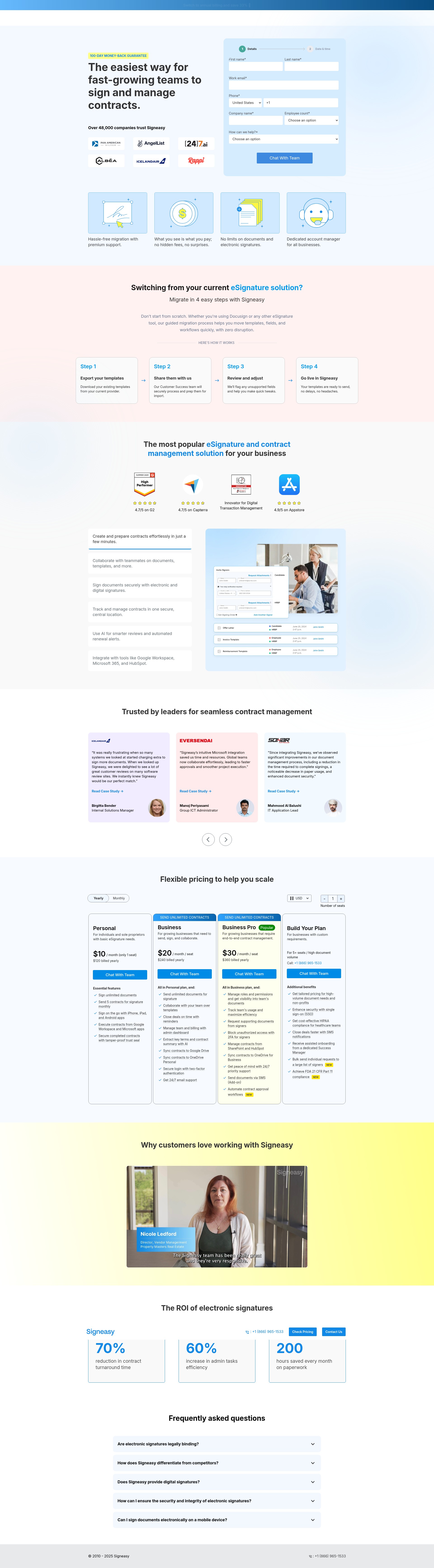 Screenshot of pages.signeasy.com