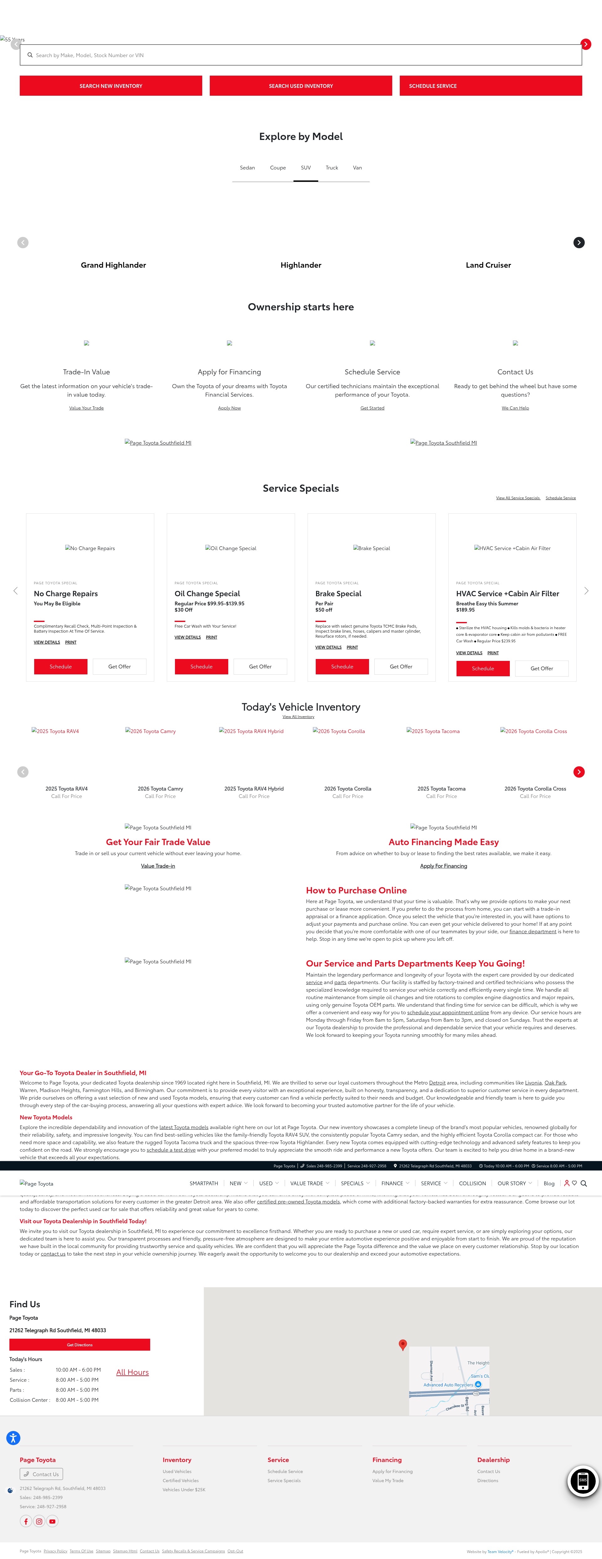 Screenshot of pagetoyota.com
