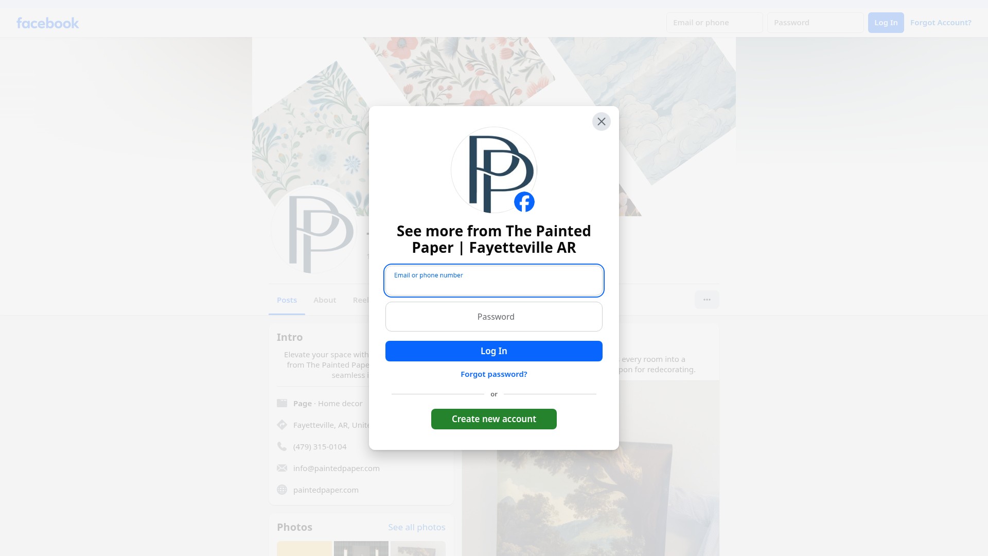 Screenshot of paintedpaper.com