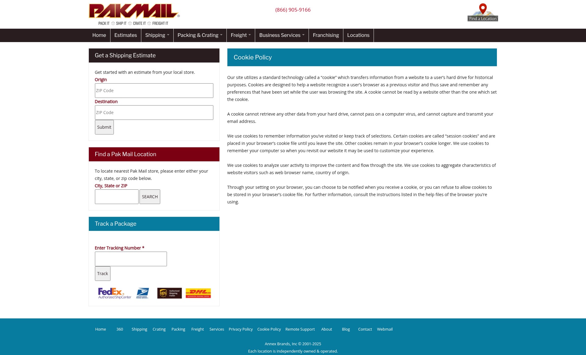 Screenshot of pakmail.com
