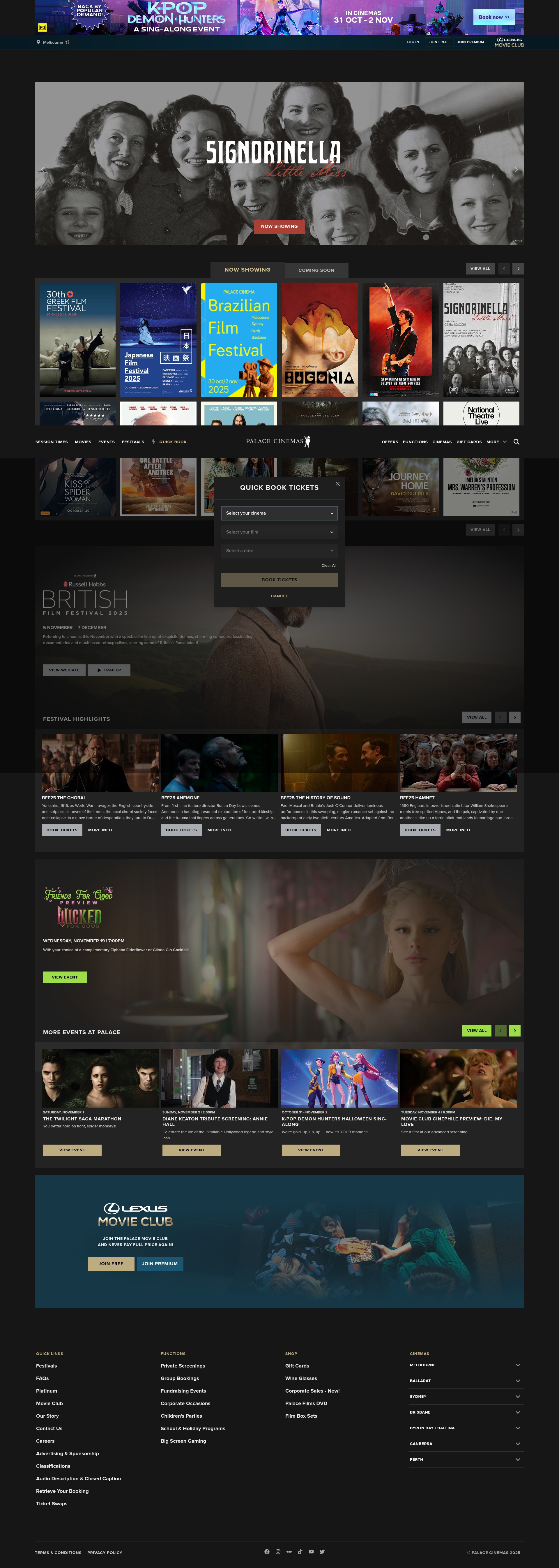 Screenshot of palacecinemas.com.au