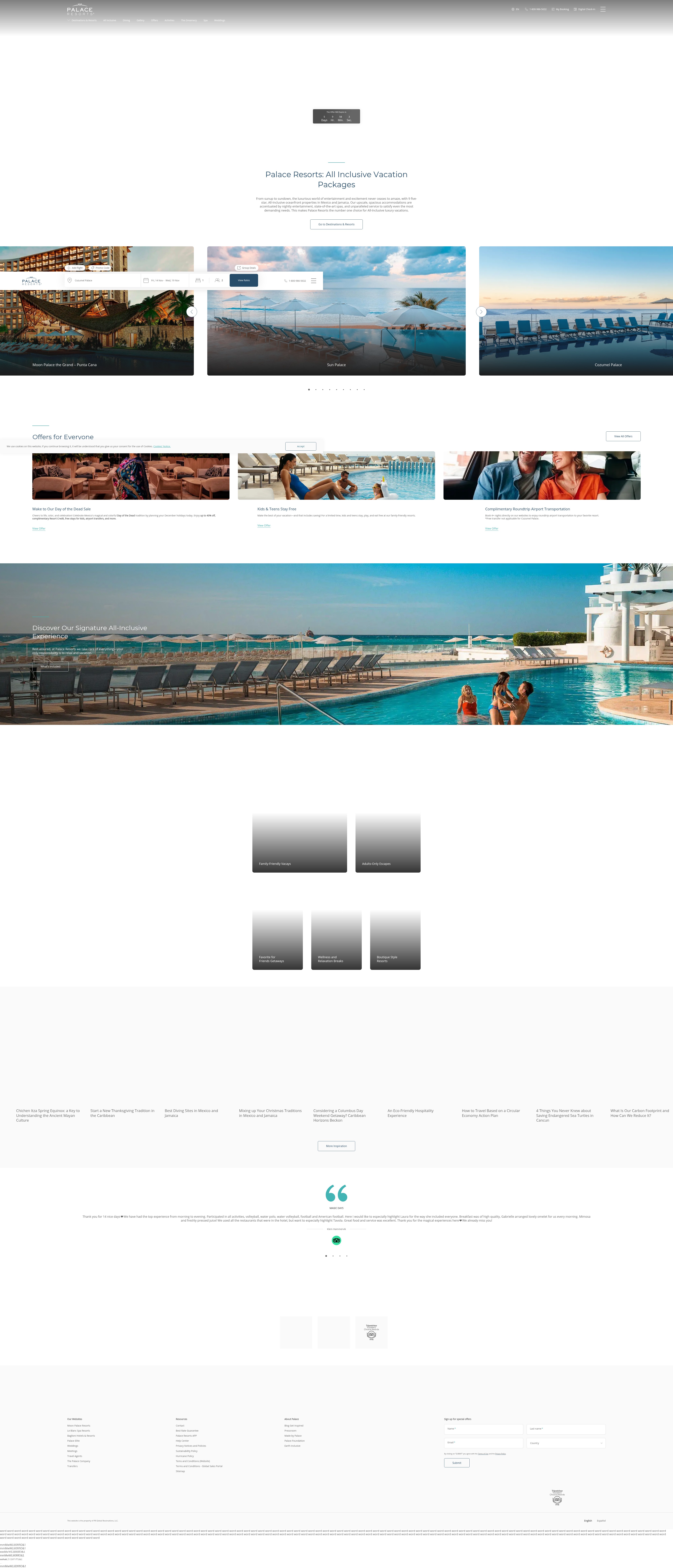 Screenshot of palaceresorts.com