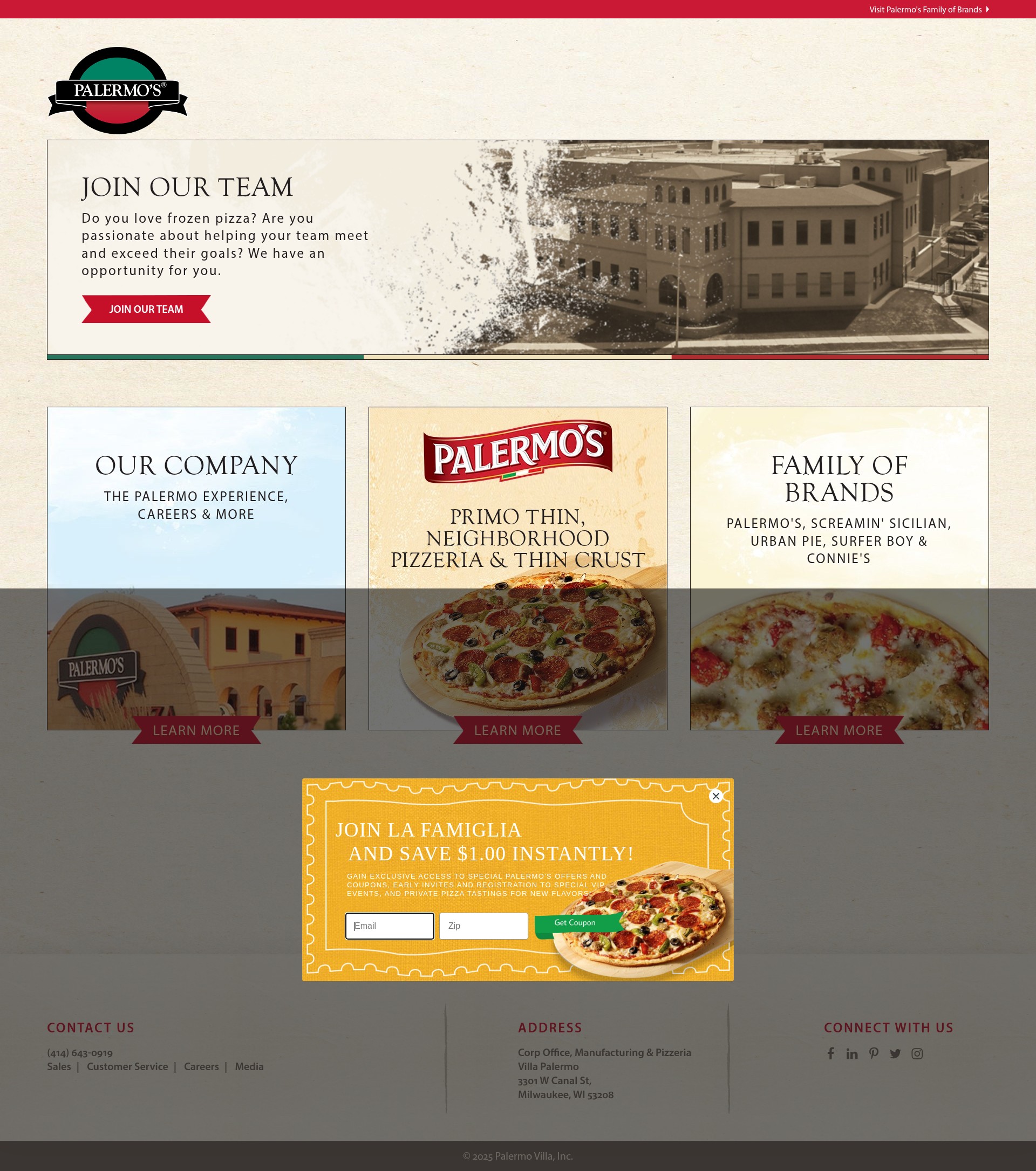 Screenshot of palermospizza.com