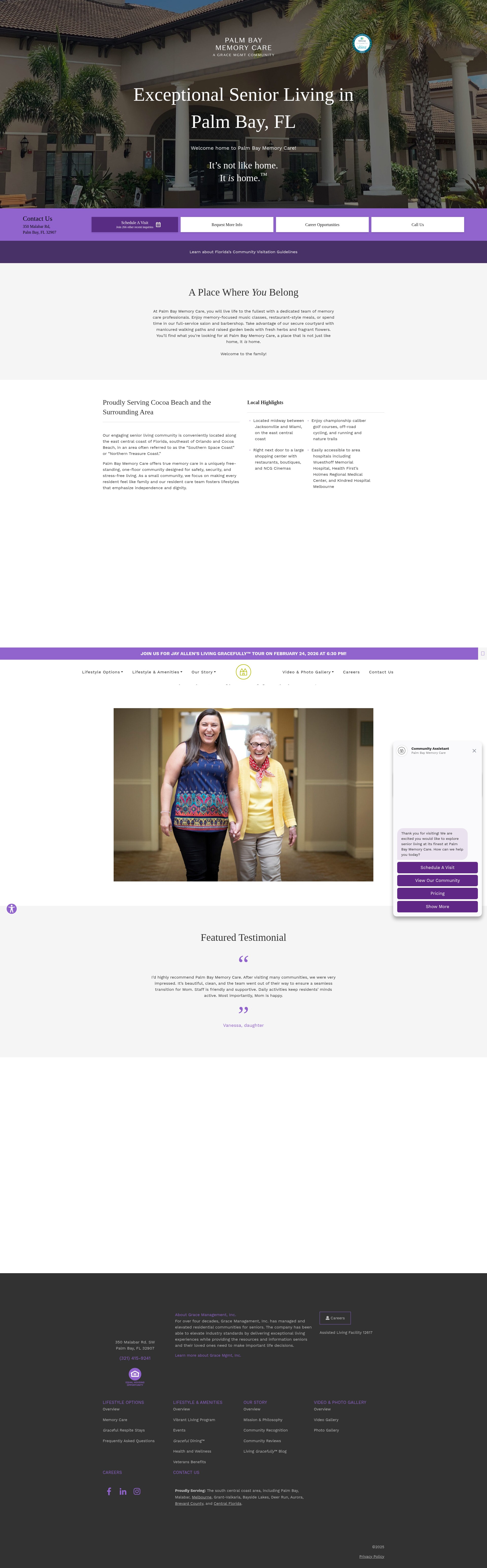 Screenshot of palmbaymemorycare.com