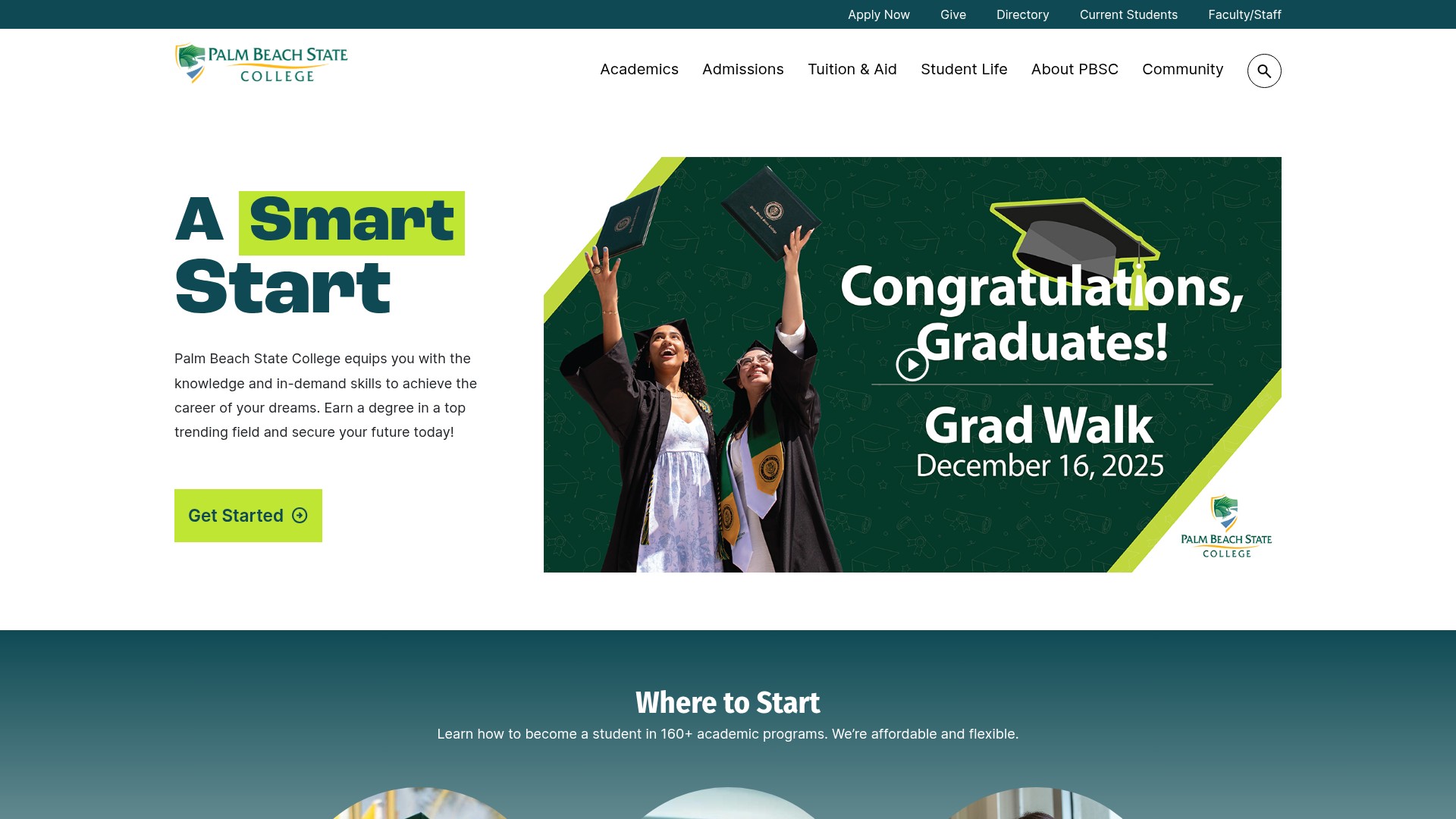 Screenshot of palmbeachstate.edu