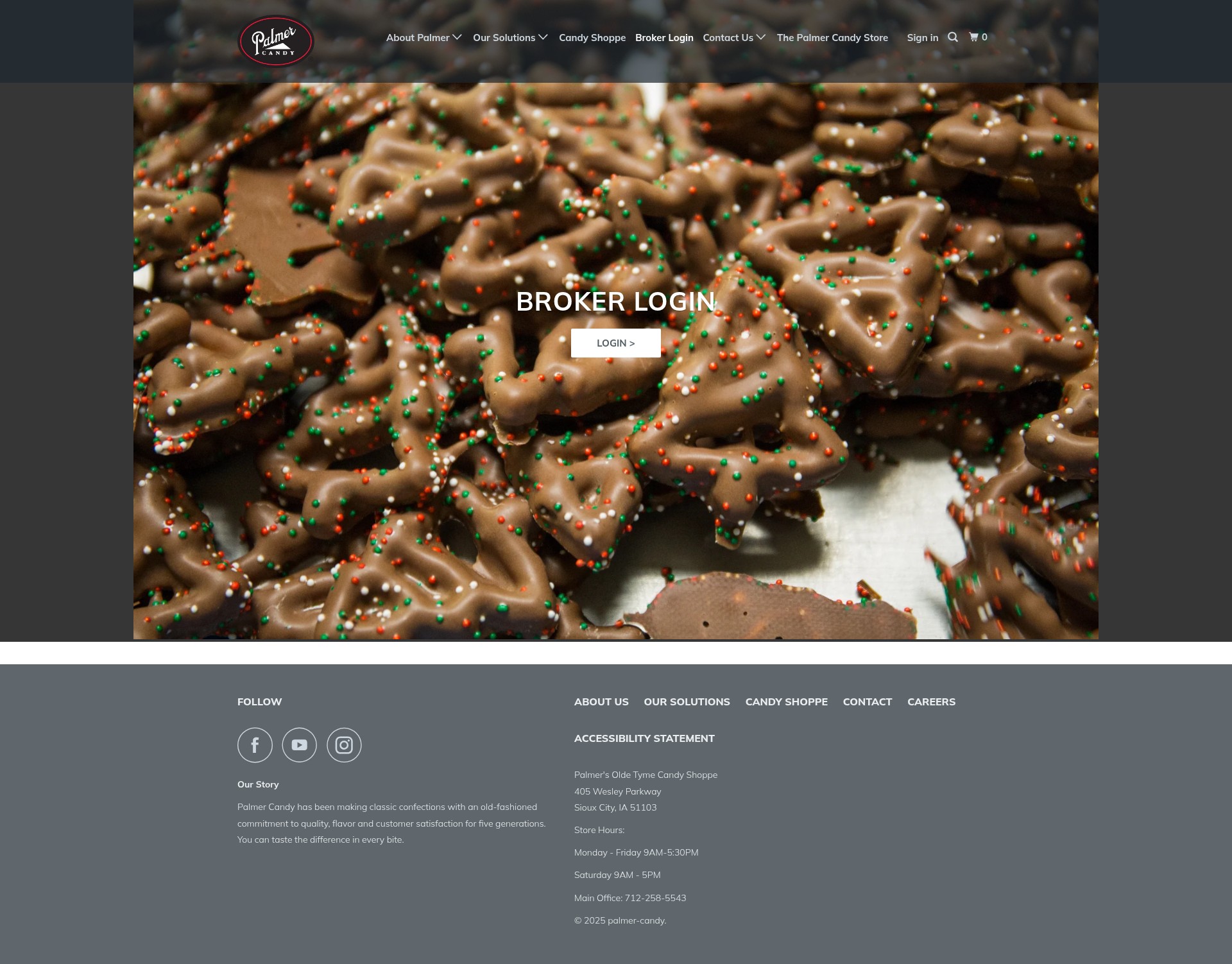 Screenshot of palmercandy.com