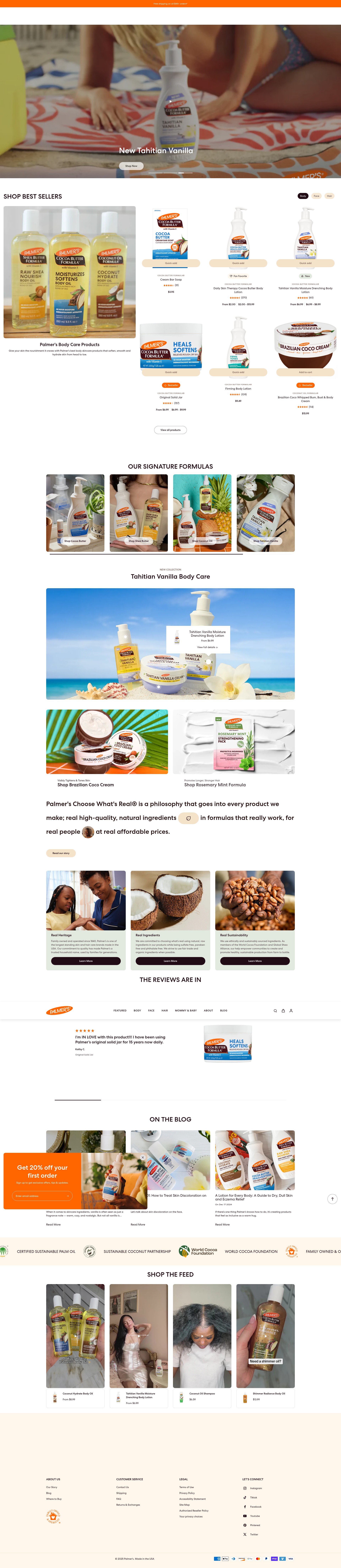 Screenshot of palmers.com