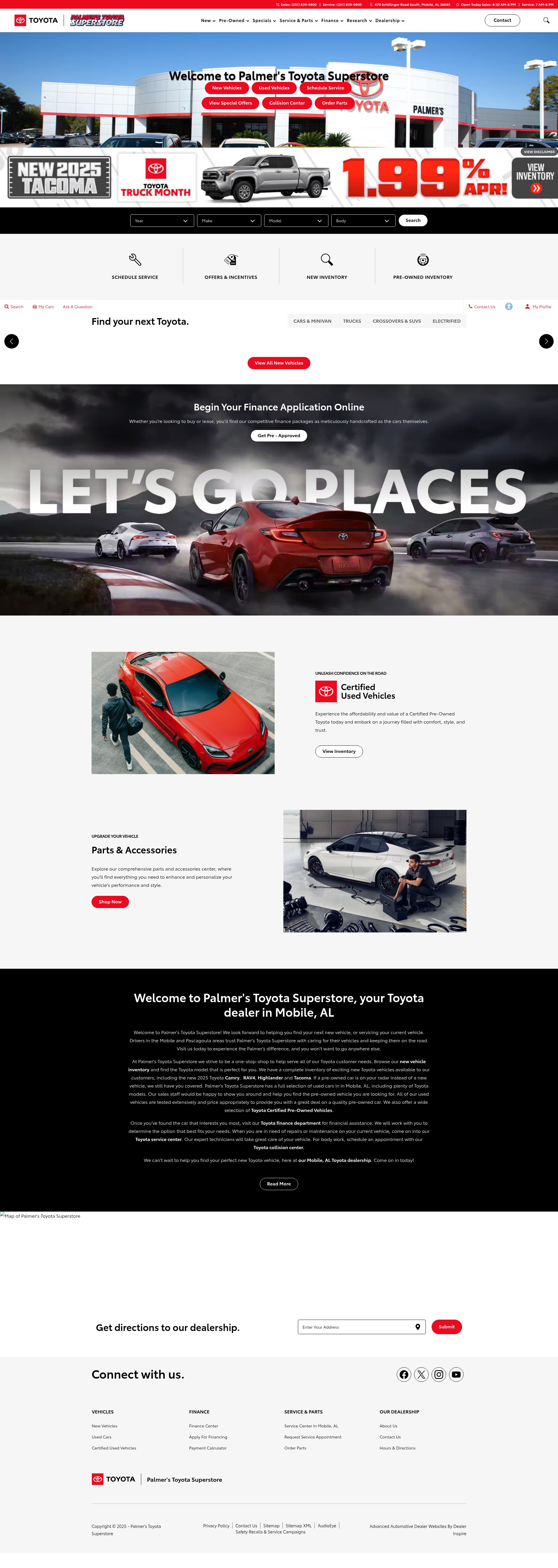 Screenshot of palmerstoyota.com