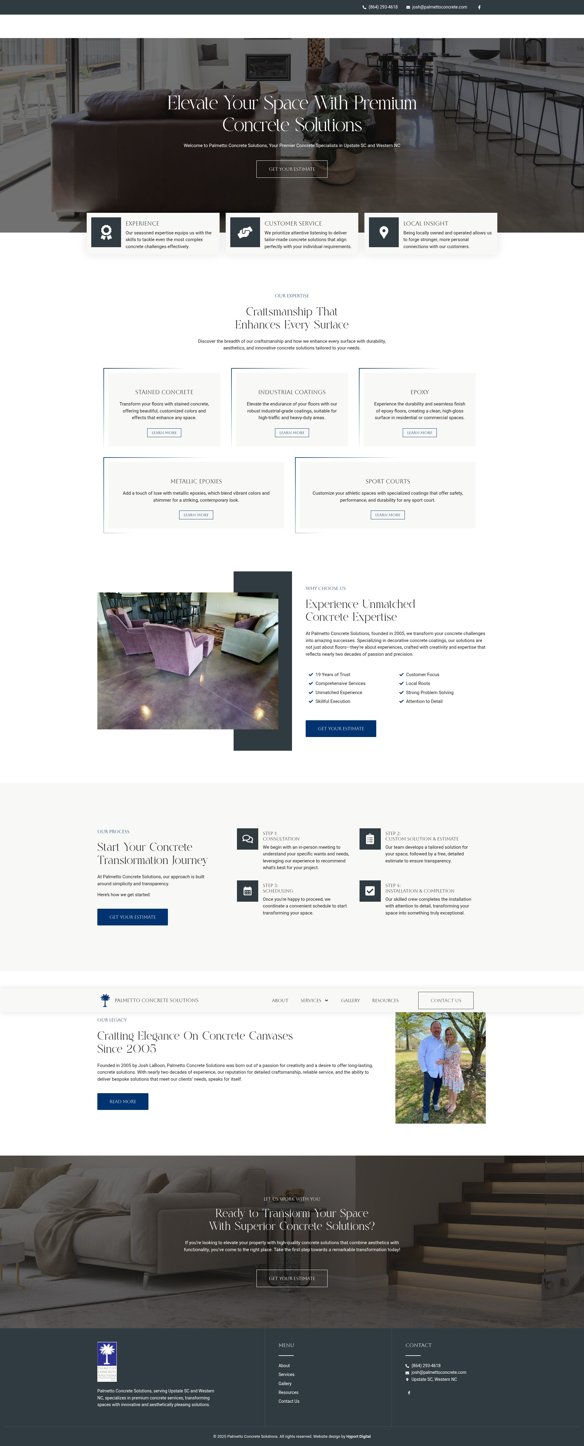 Screenshot of palmettoconcrete.com