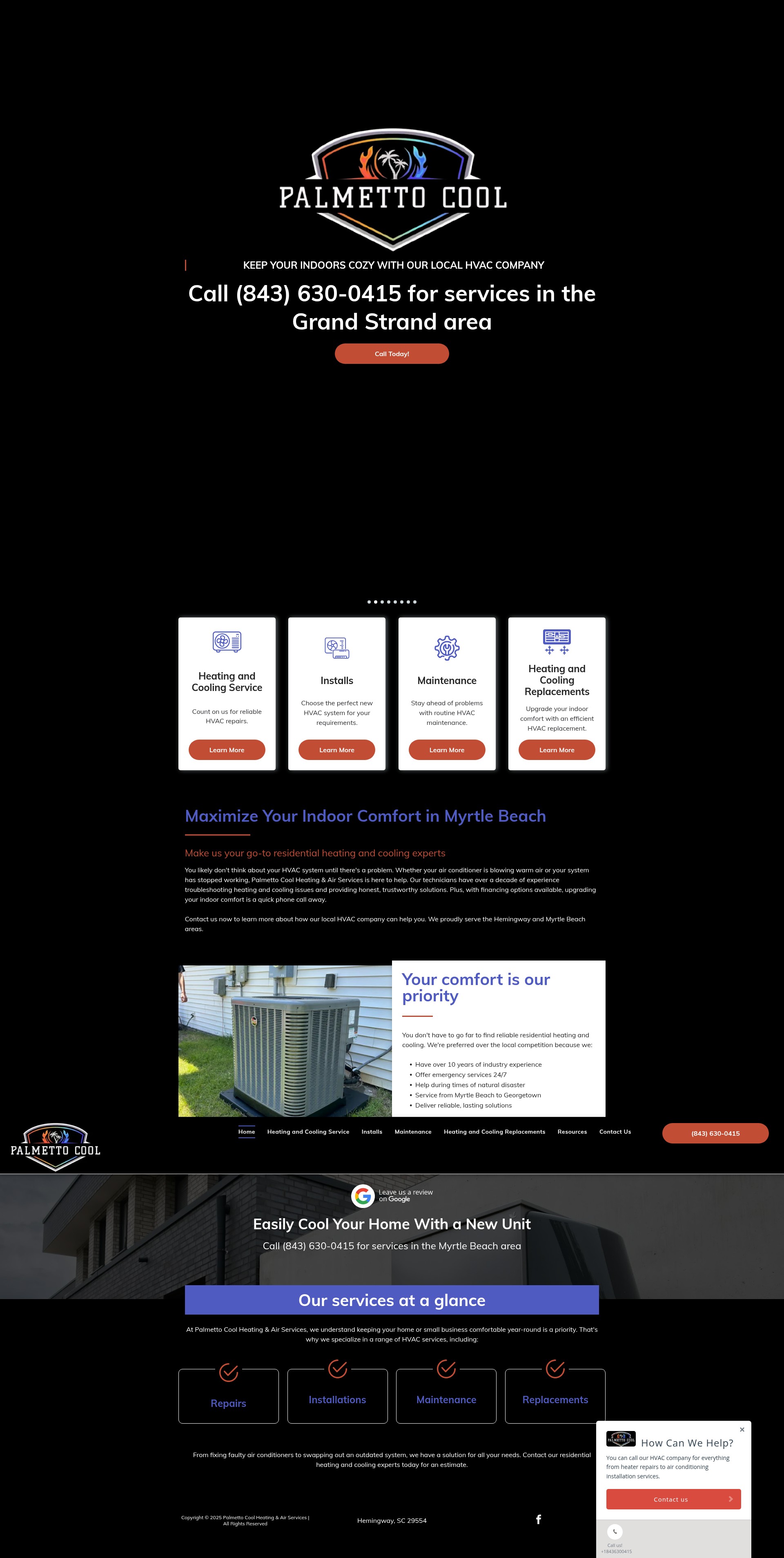 Screenshot of palmettocool-hvac.com