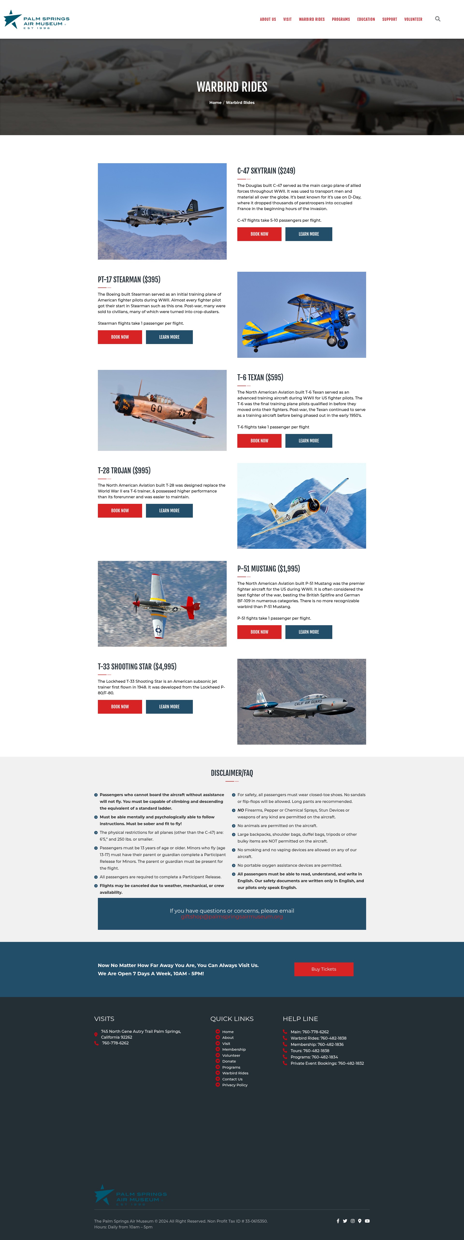 Screenshot of palmspringsairmuseum.org