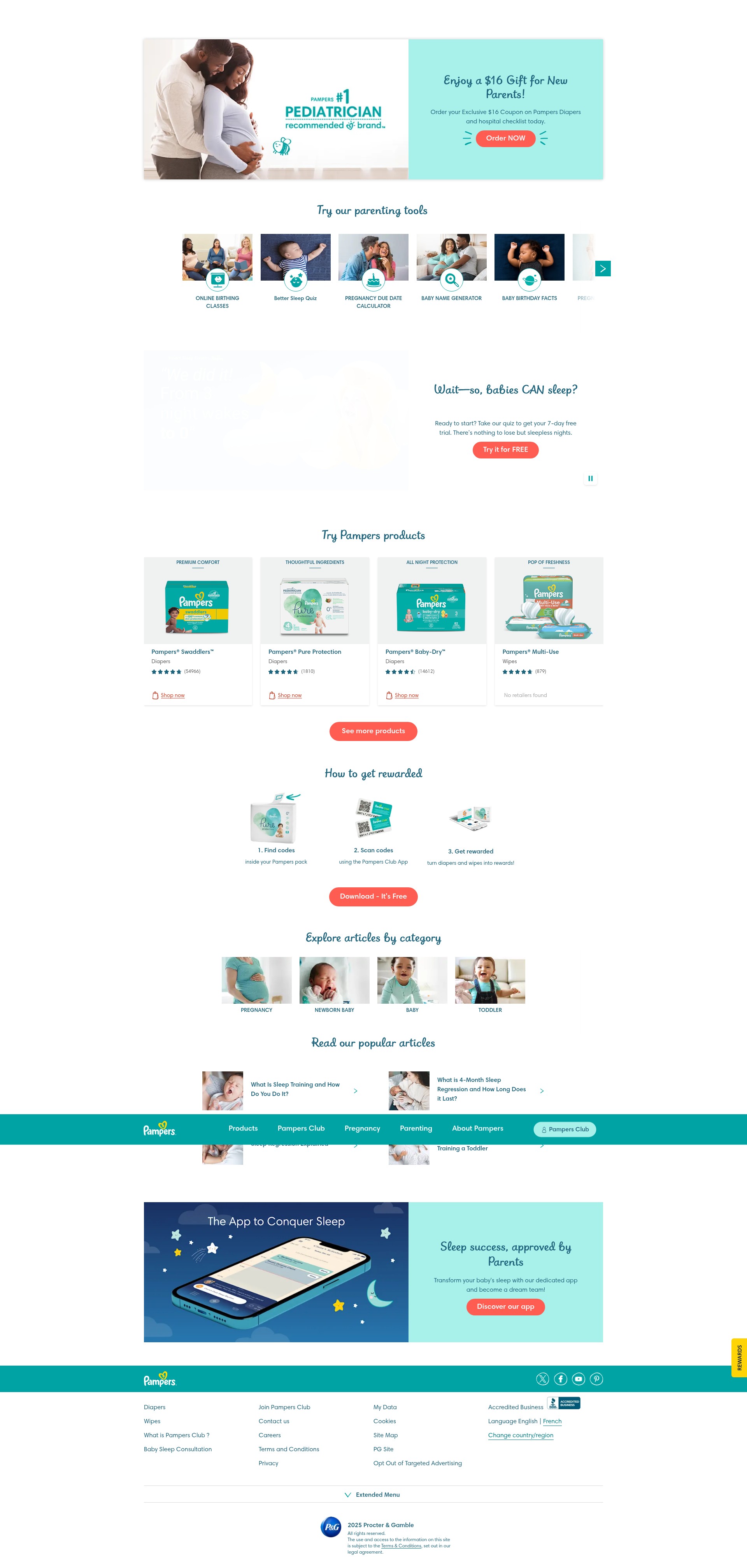 Screenshot of pampers.ca
