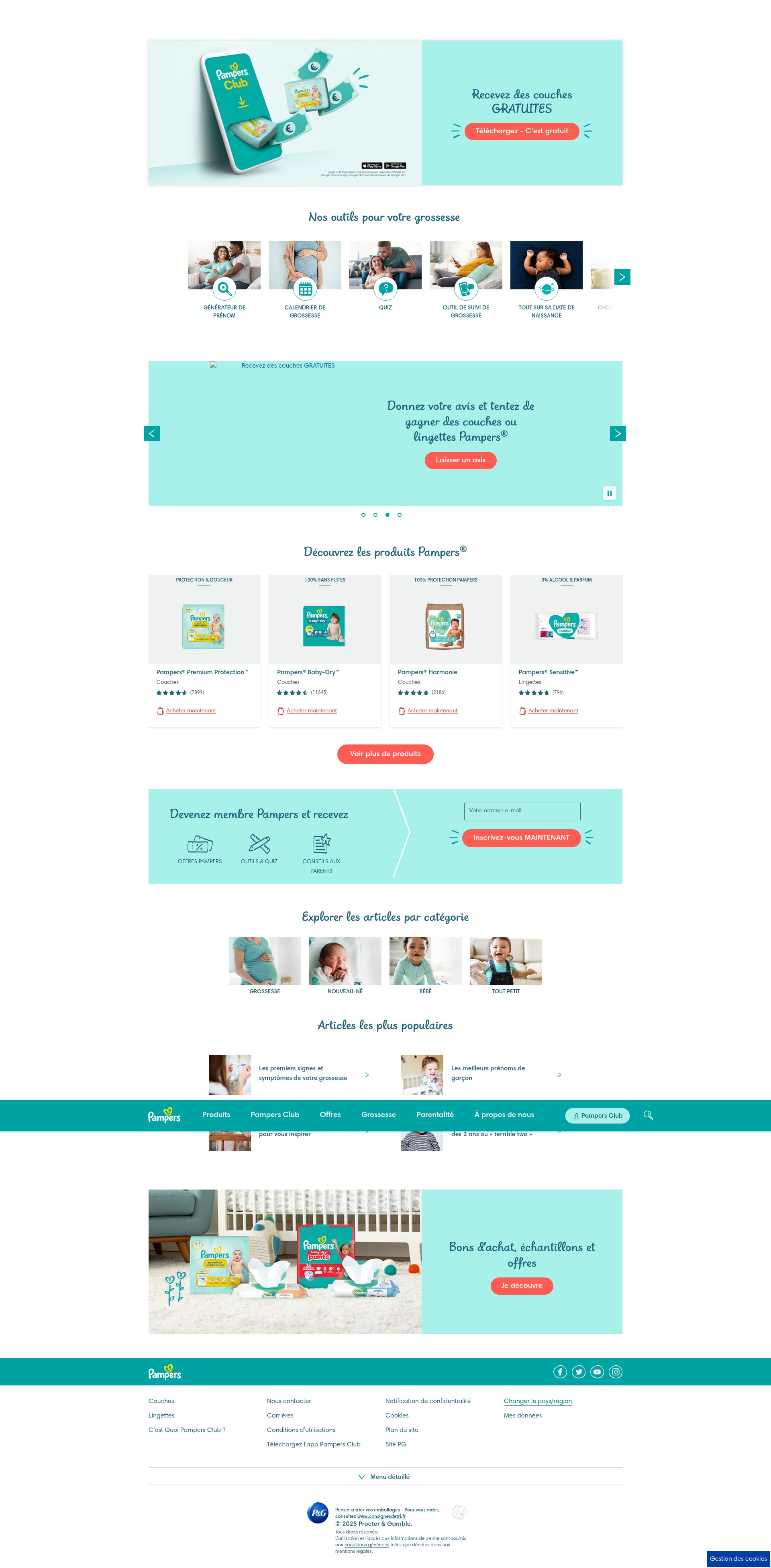 Screenshot of pampers.fr