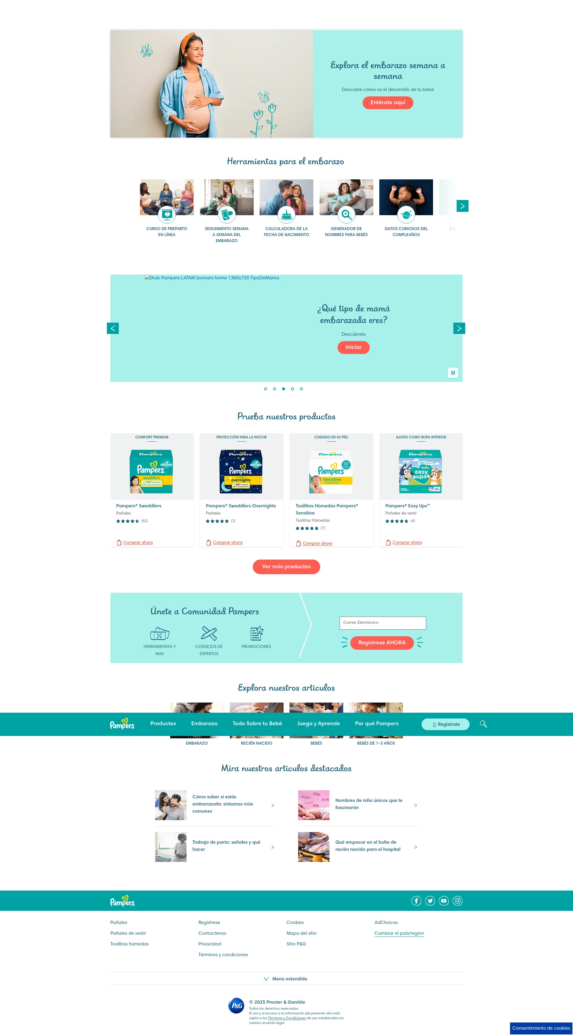 Screenshot of pamperslatam.com