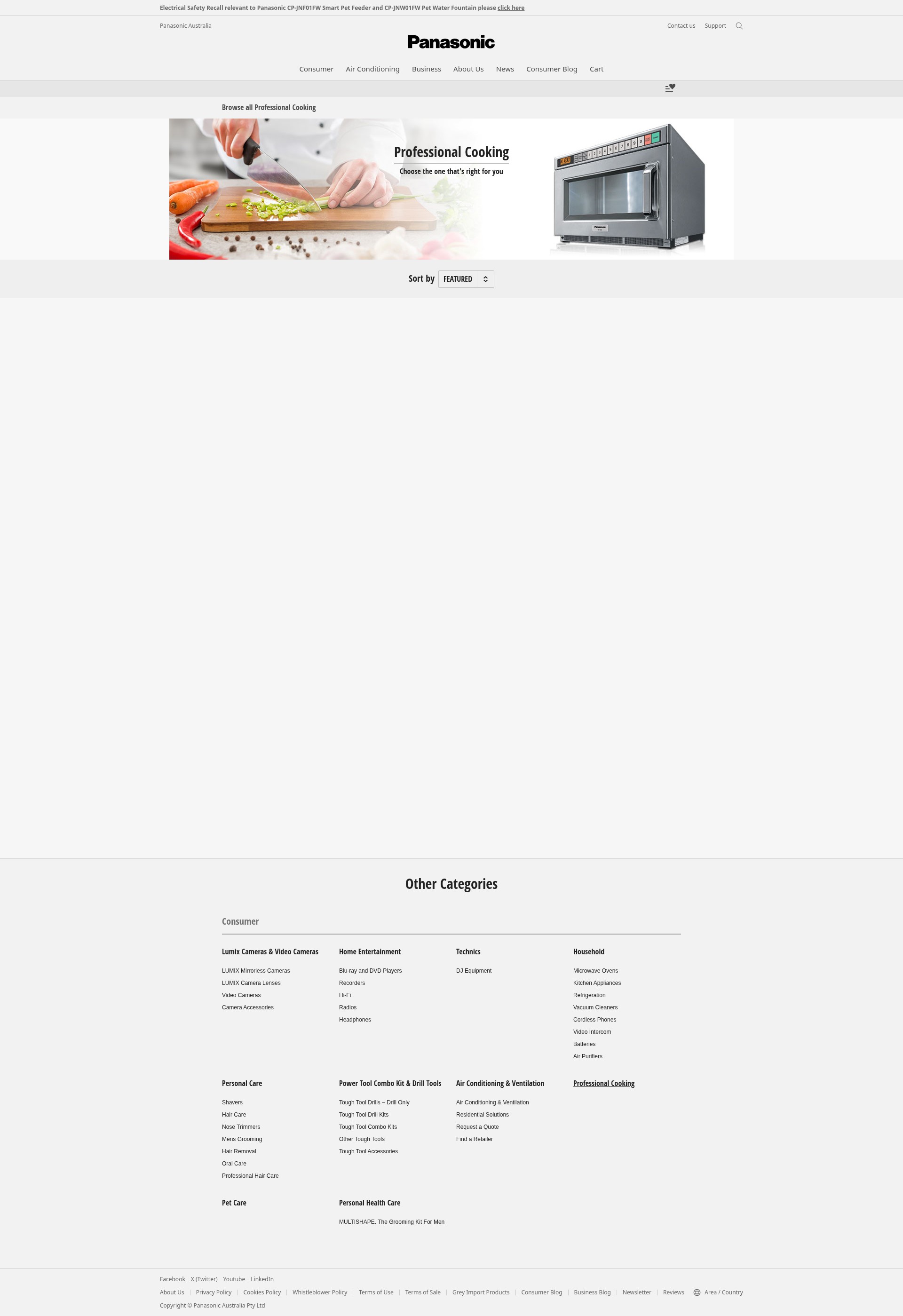 Screenshot of panasonic.com.au