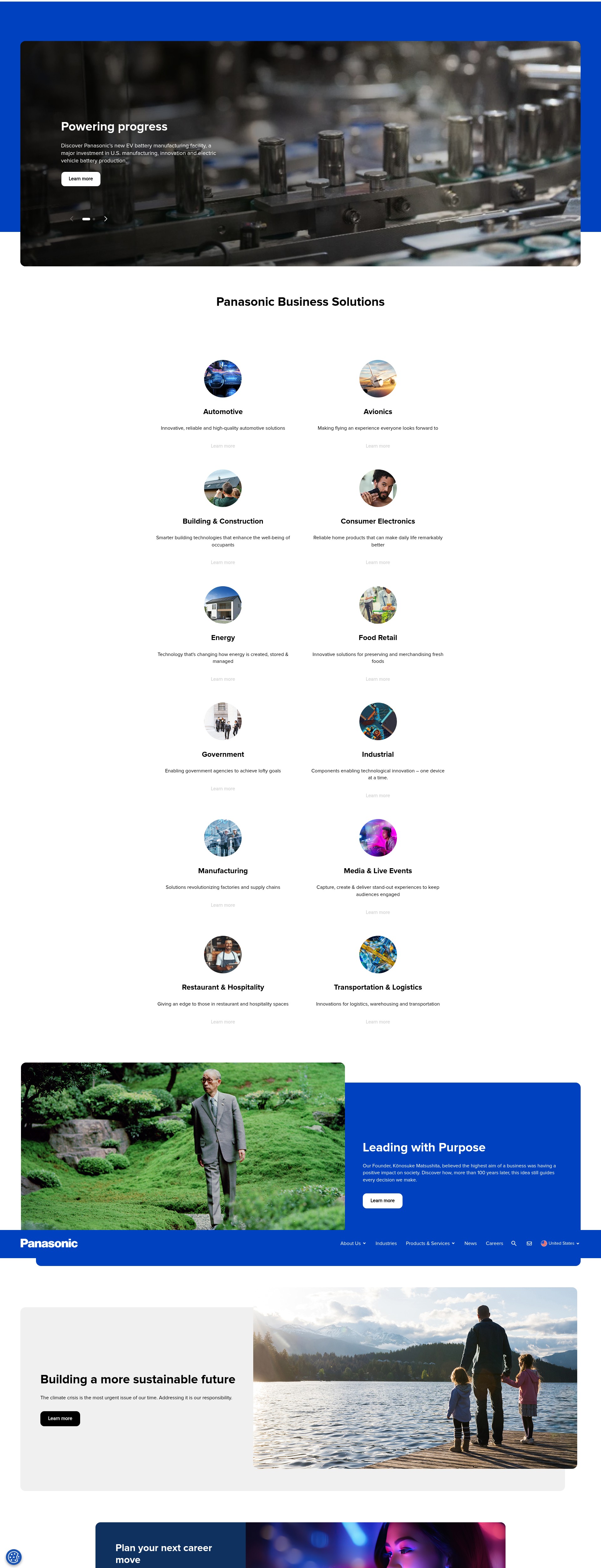 Screenshot of panasonic.com