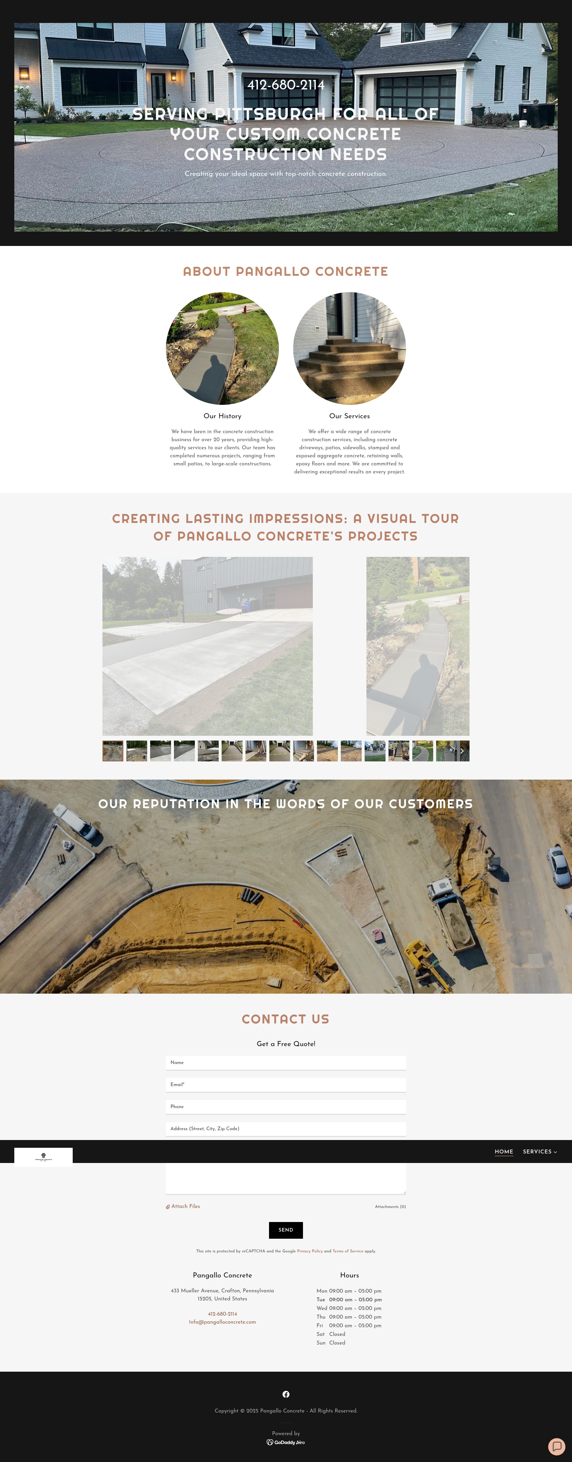 Screenshot of pangalloconcrete.com