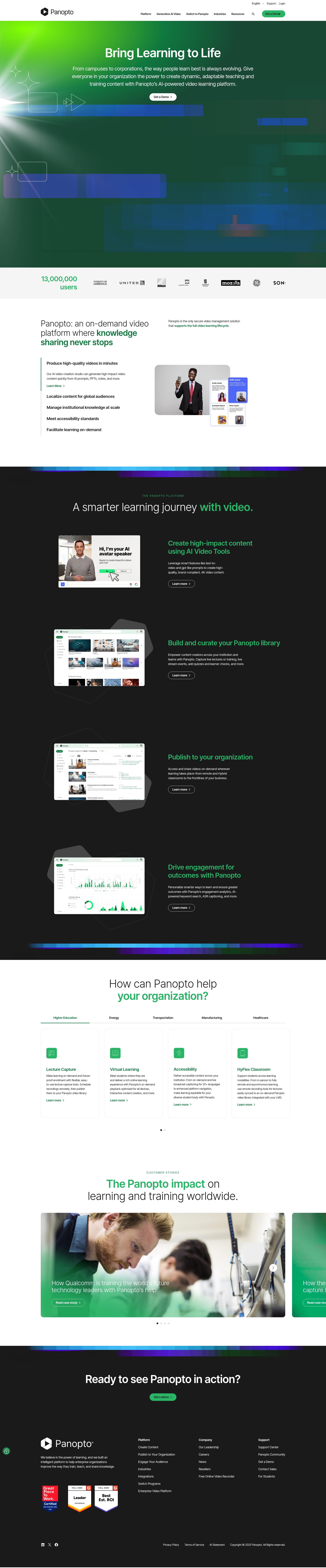 Screenshot of panopto.com