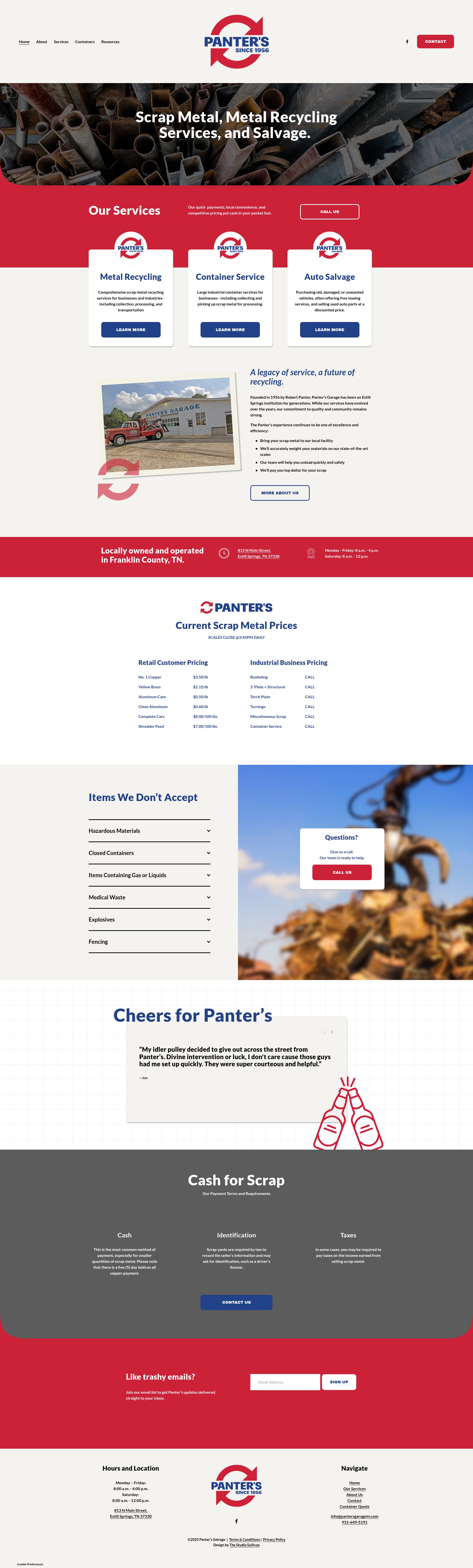 Screenshot of pantersgaragetn.com