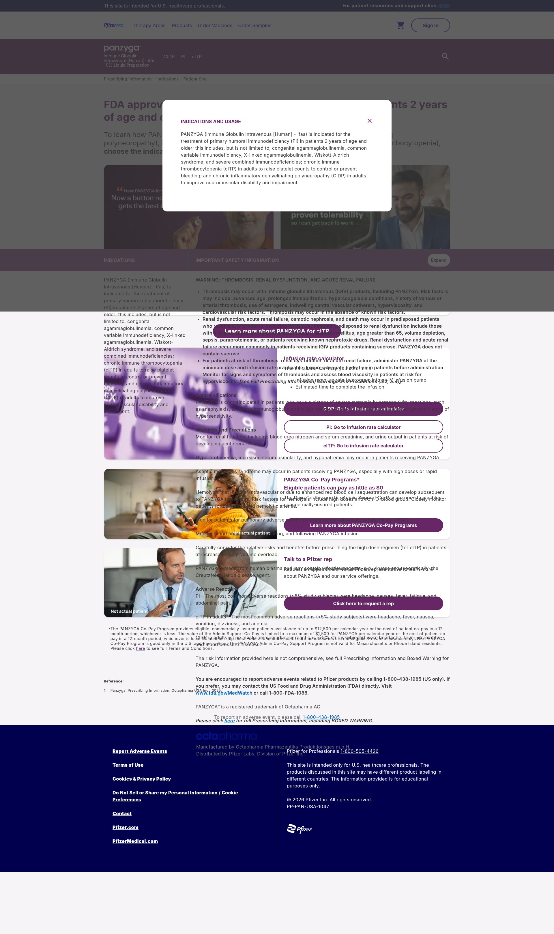 Screenshot of panzyga.pfizerpro.com