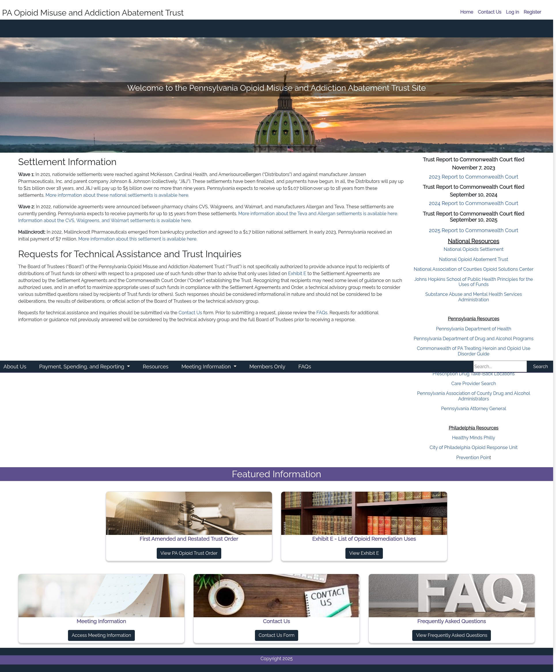 Screenshot of paopioidtrust.org