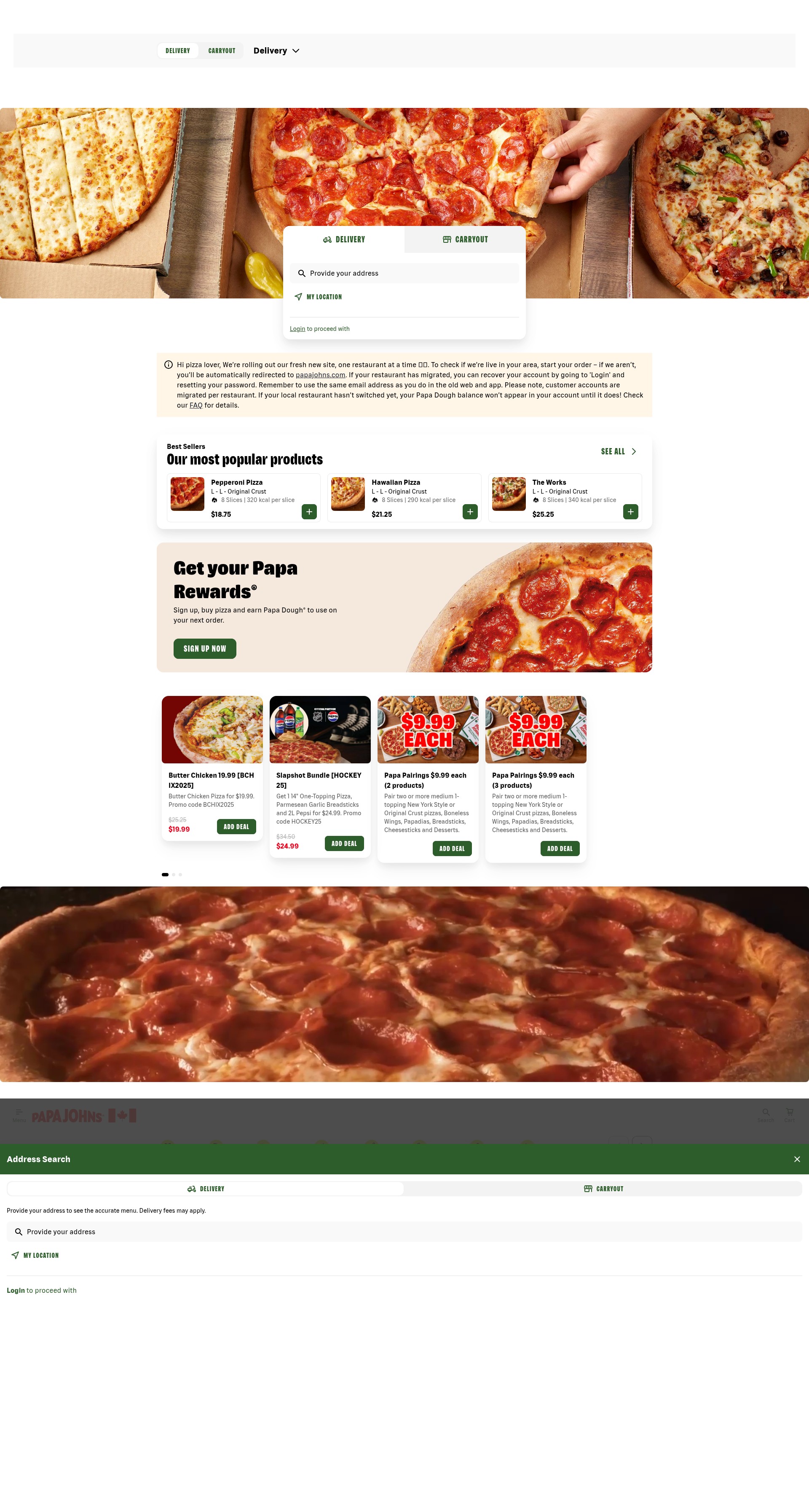 Screenshot of papajohns.ca