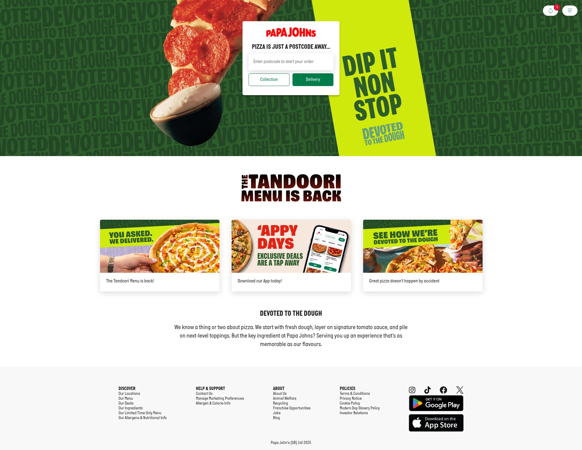 Screenshot of papajohns.co.uk