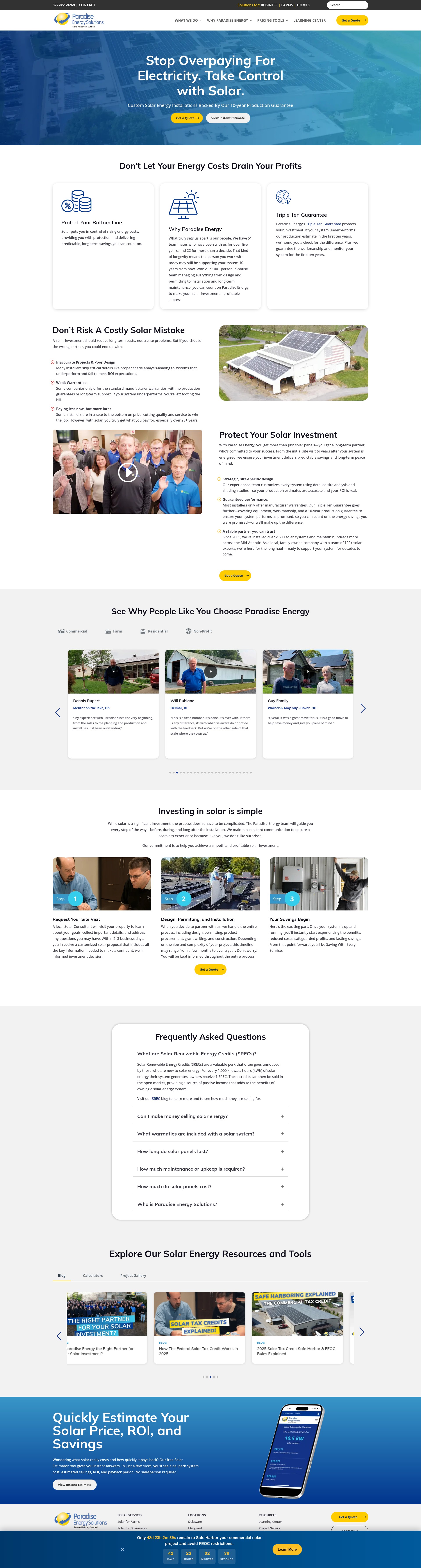Screenshot of paradisesolarenergy.com