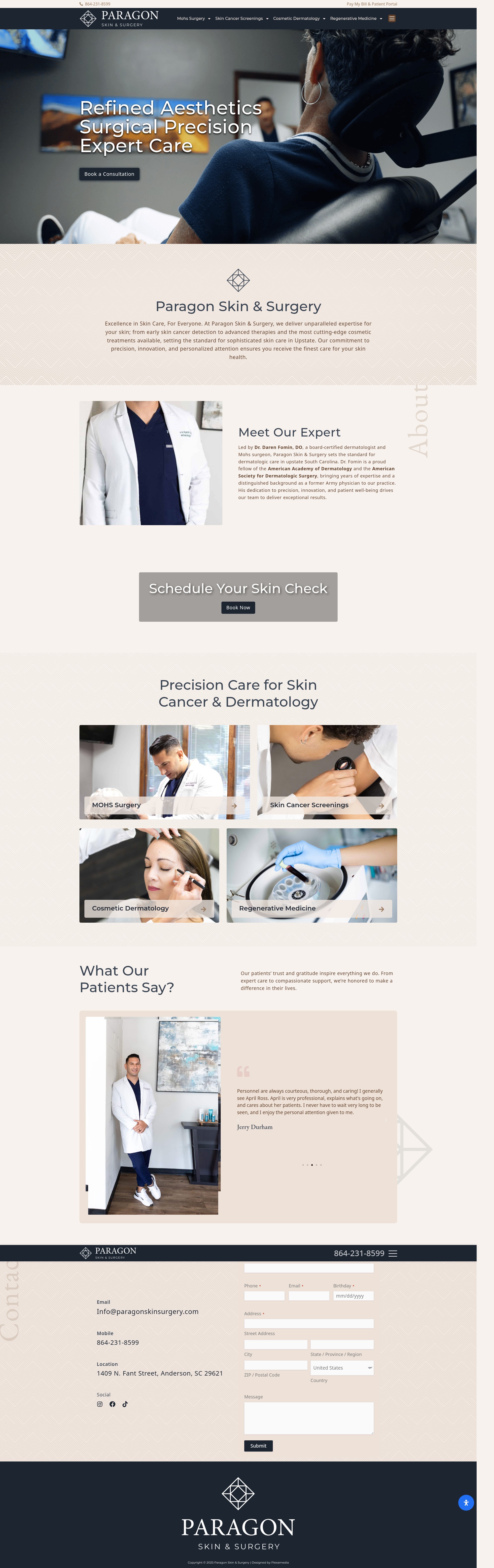 Screenshot of paragonskinsurgery.com