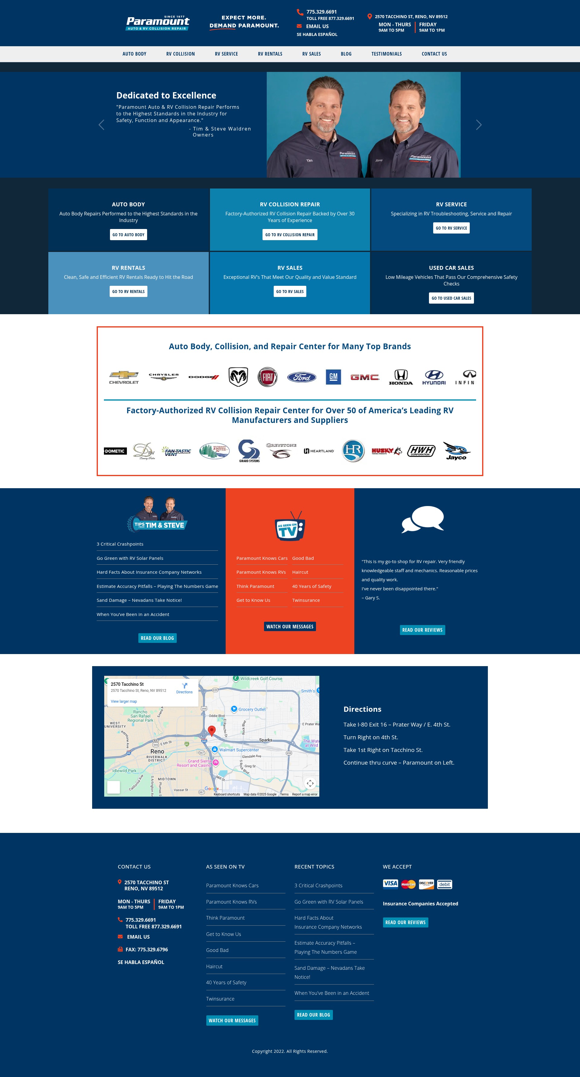 Screenshot of paramountautobody.com