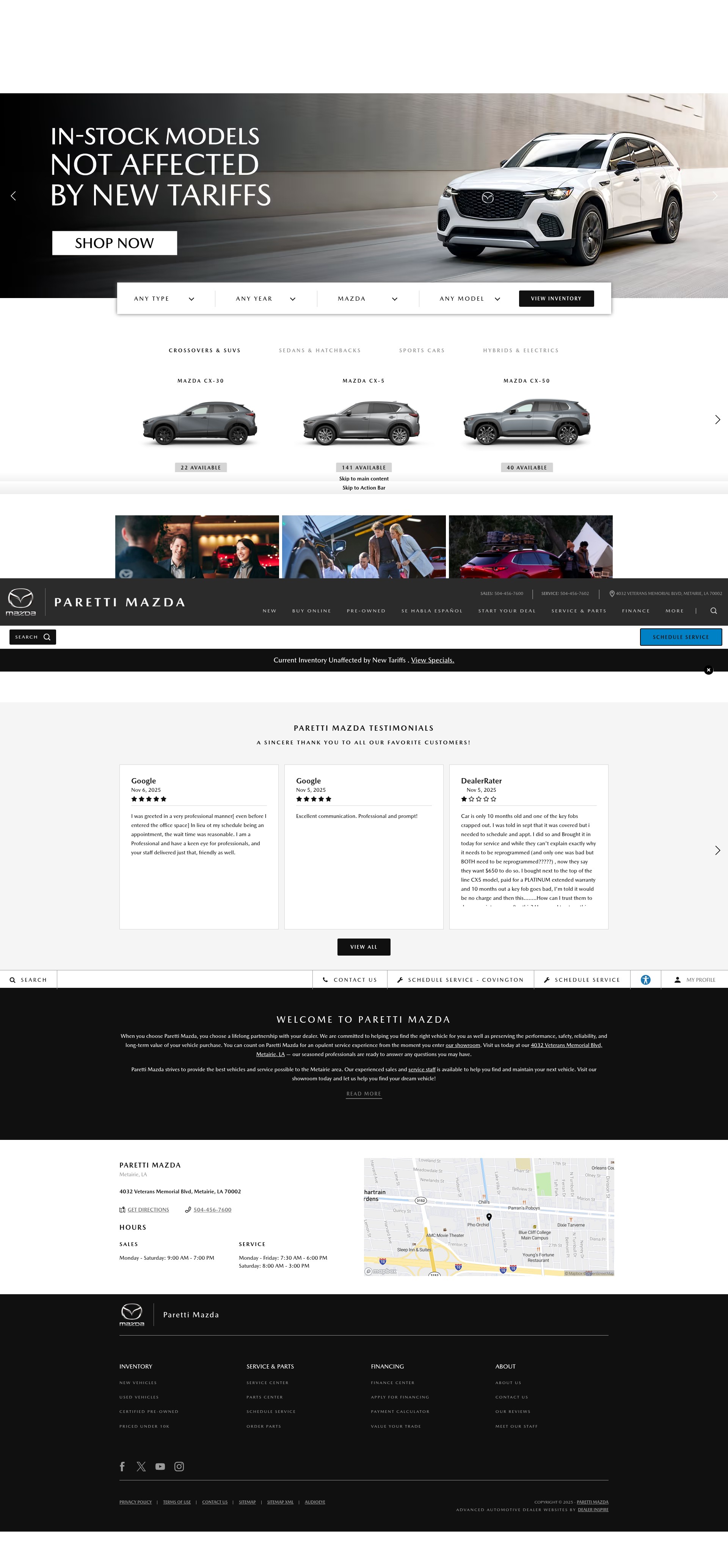 Screenshot of parettimazda.com