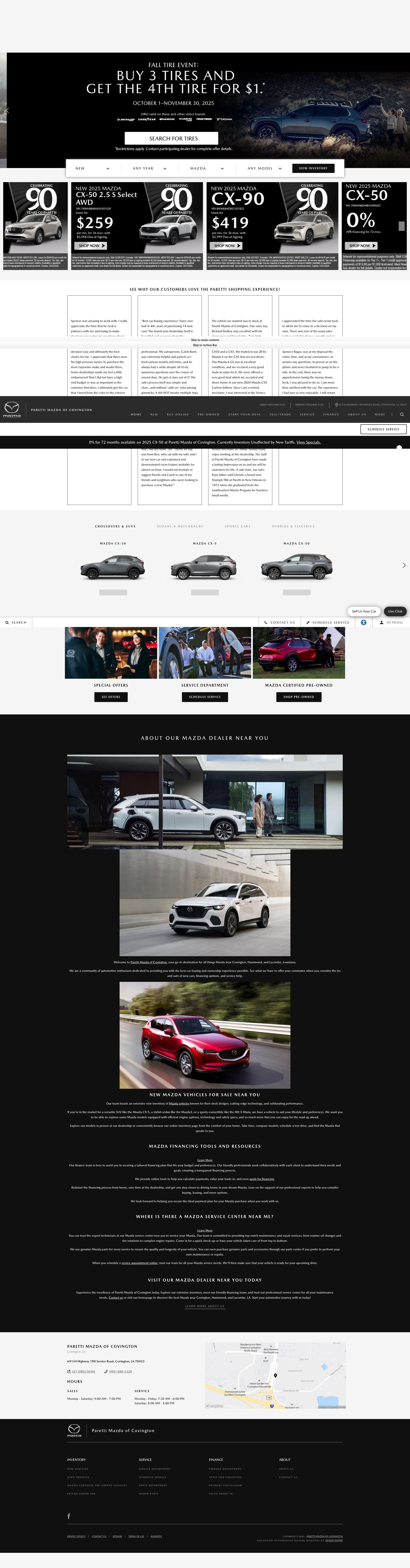 Screenshot of parettimazdaofcovington.com