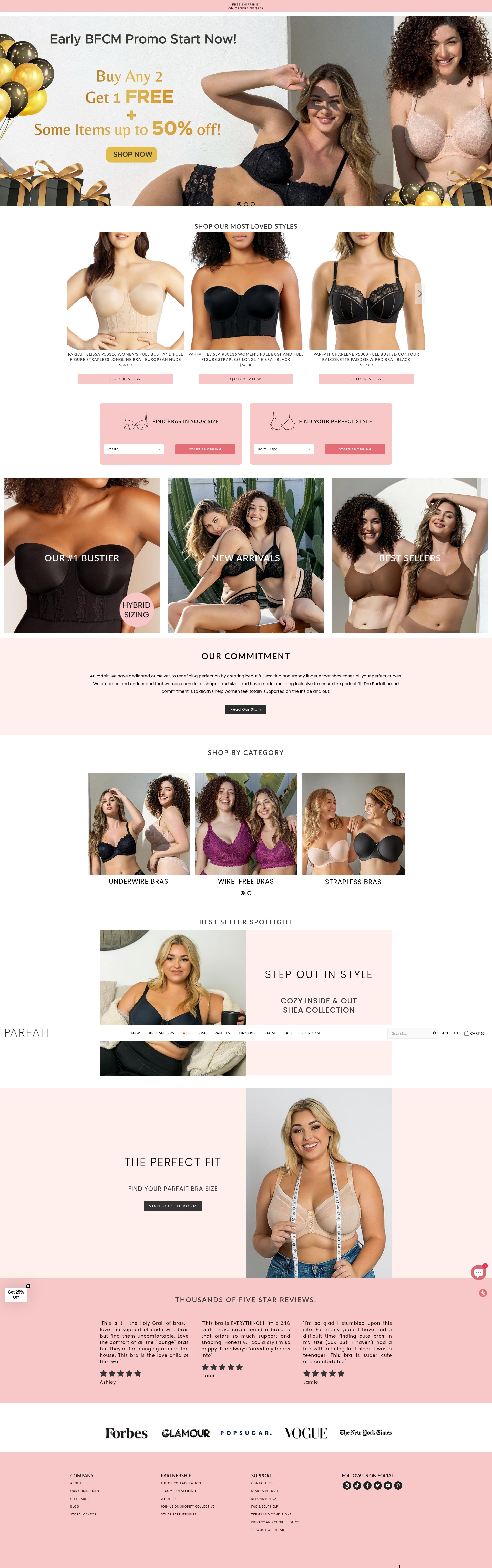 Screenshot of parfaitlingerie.com