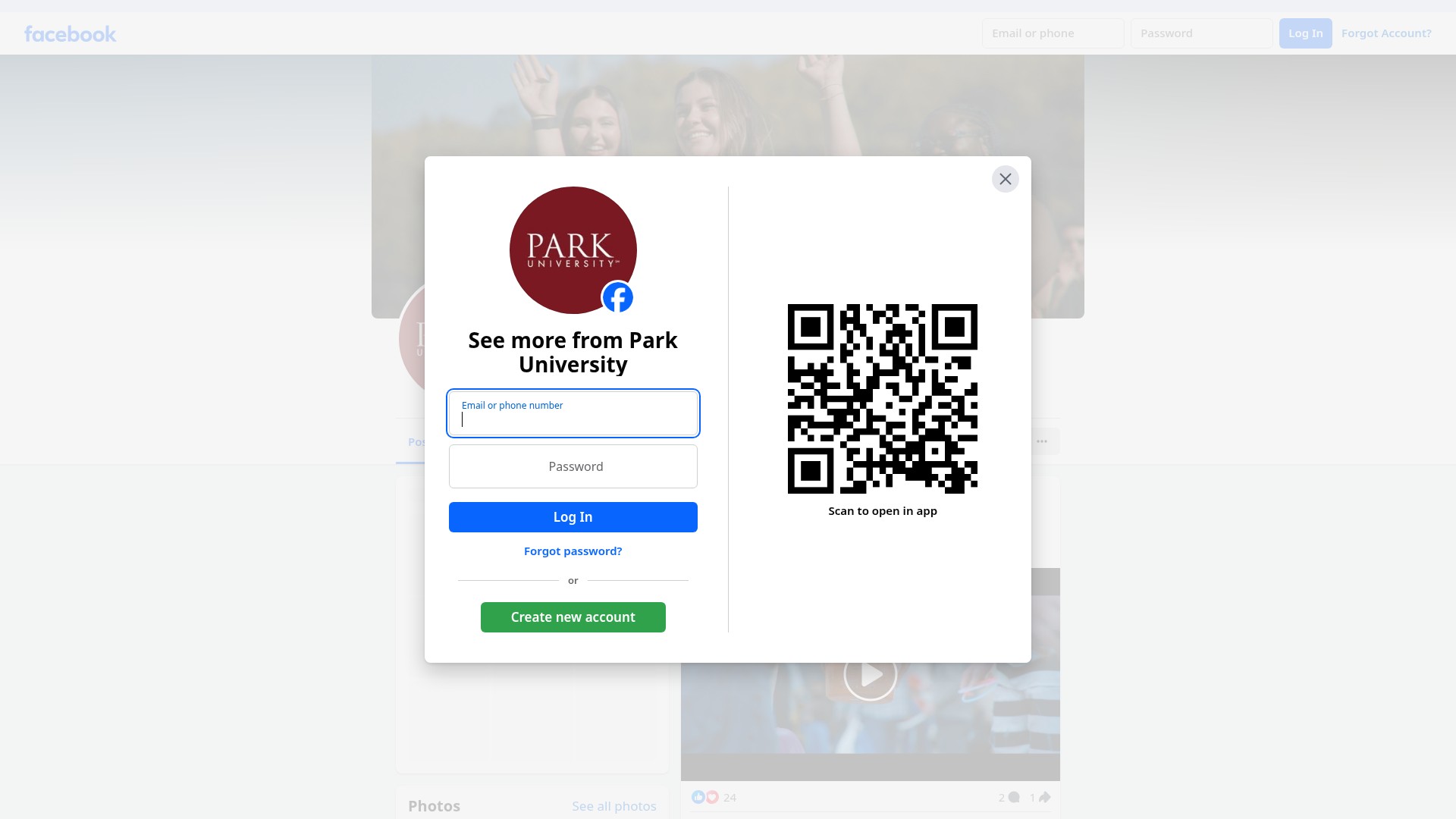 Screenshot of park.edu