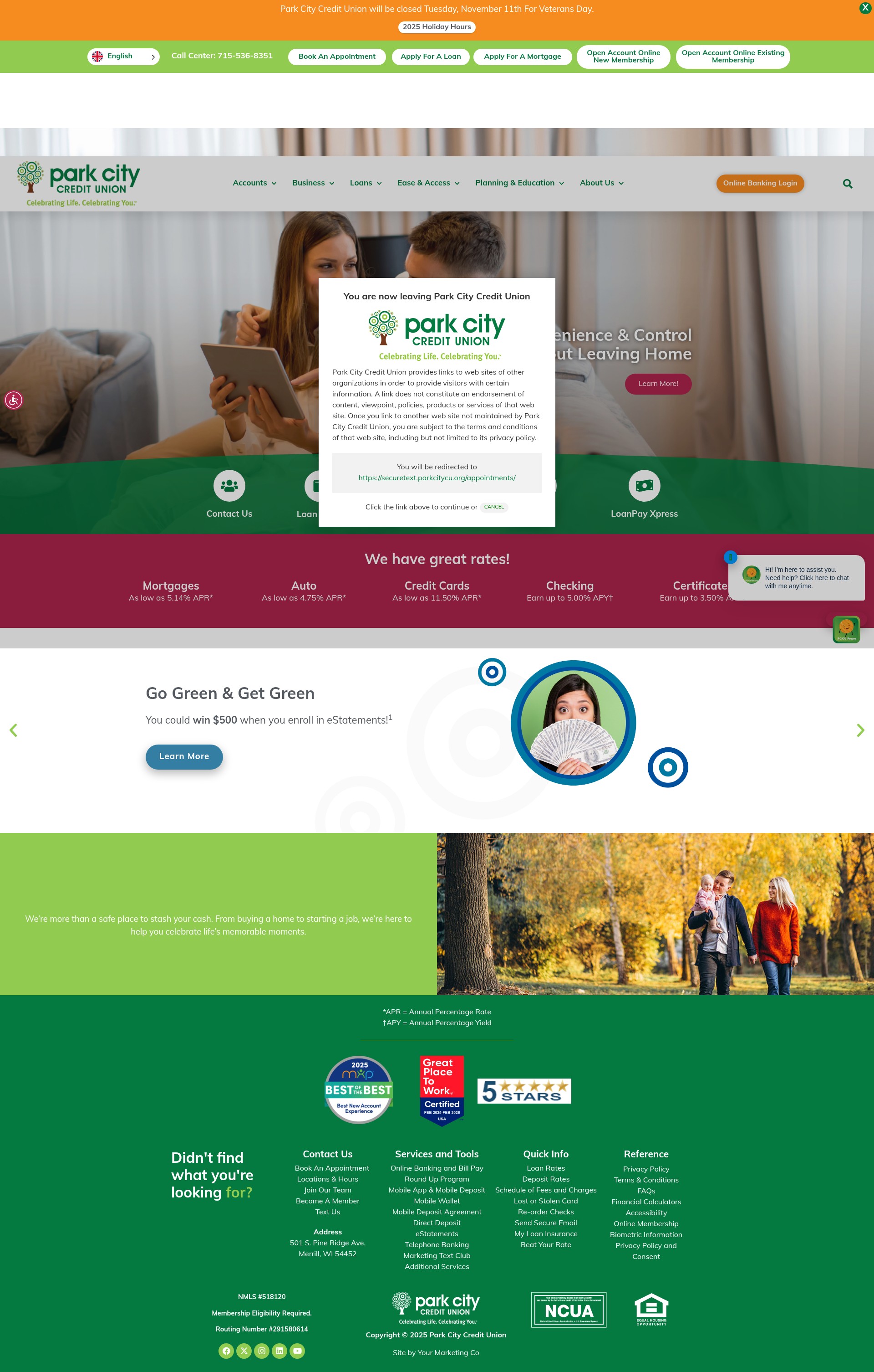 Screenshot of parkcitycu.org