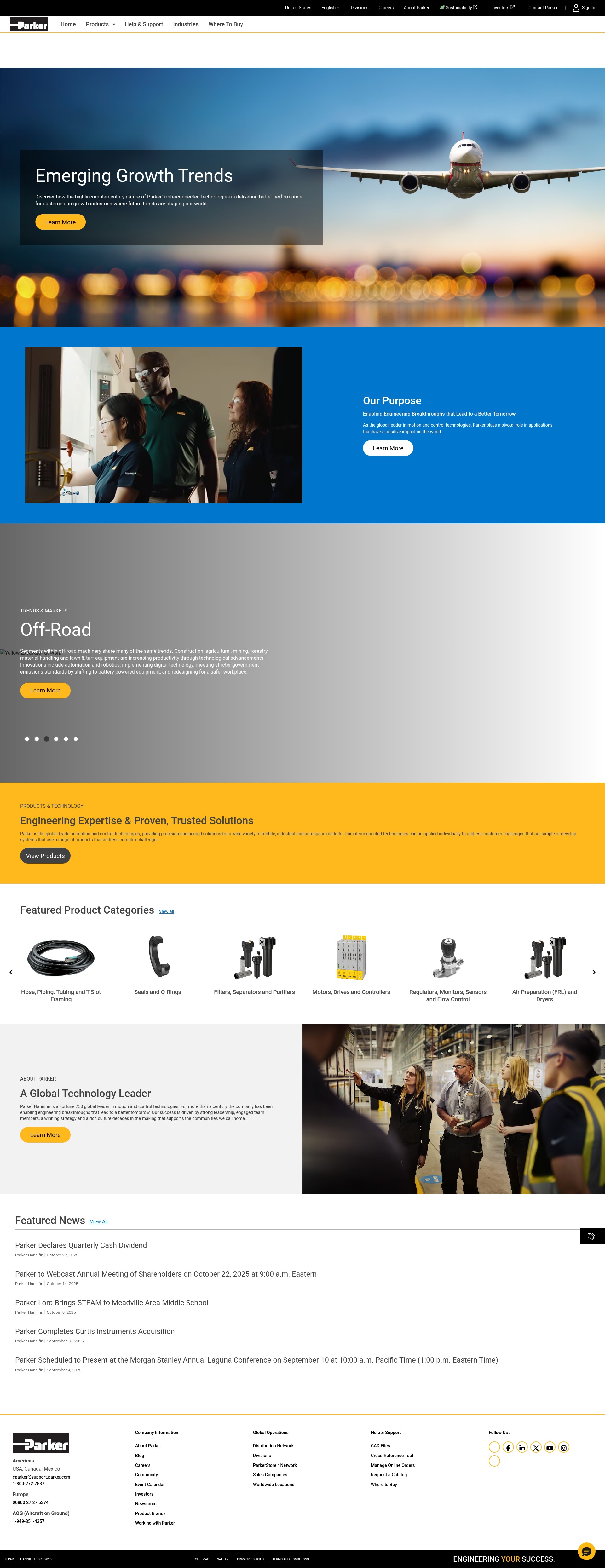 Screenshot of parker.com