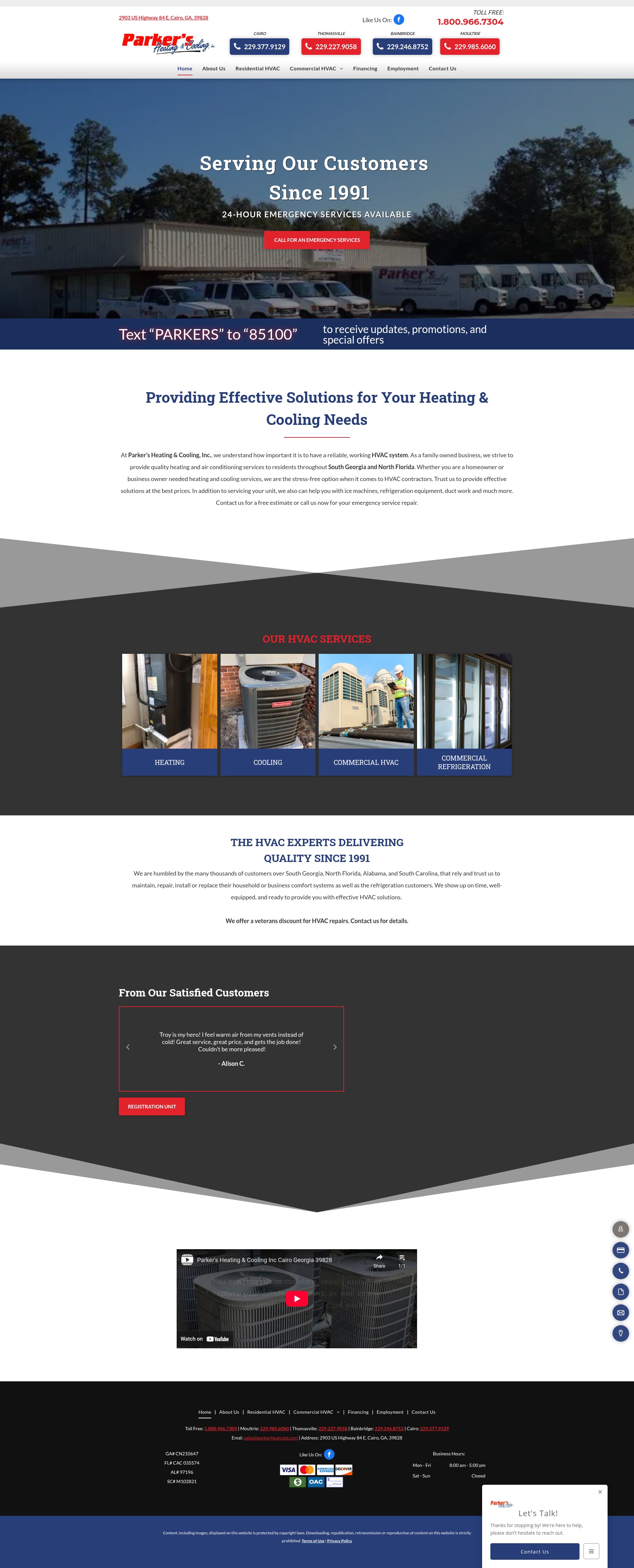 Screenshot of parkerheatcool.com