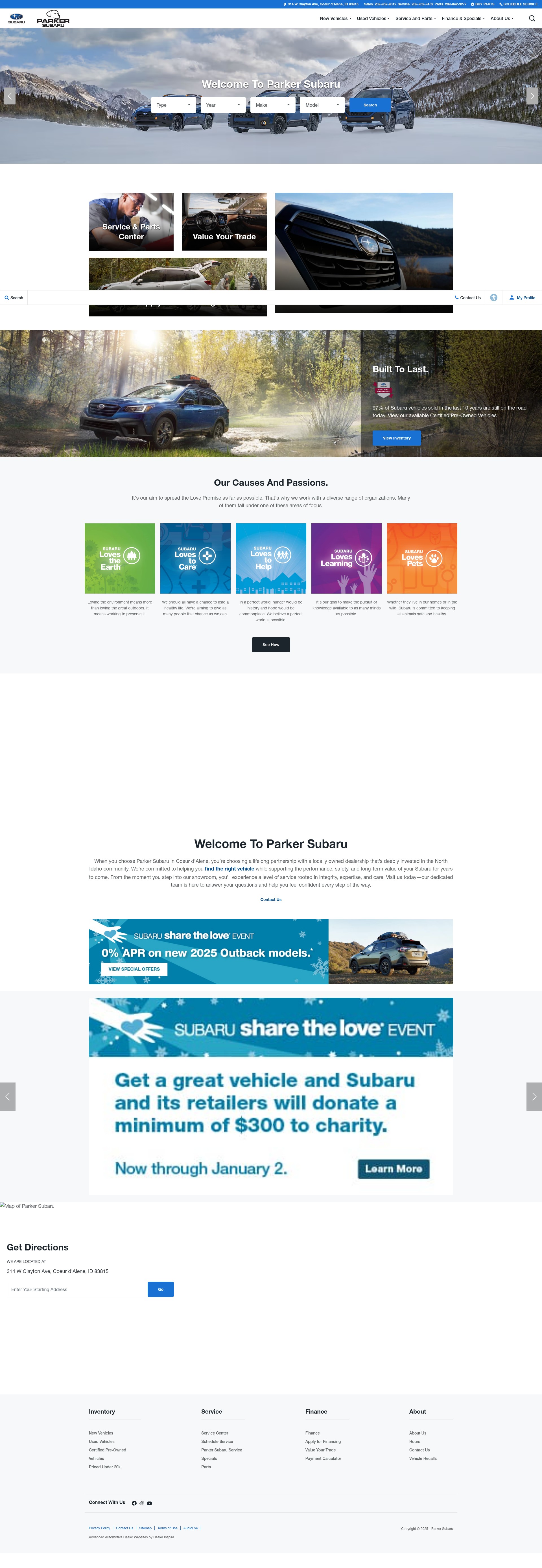 Screenshot of parkersubaru.com