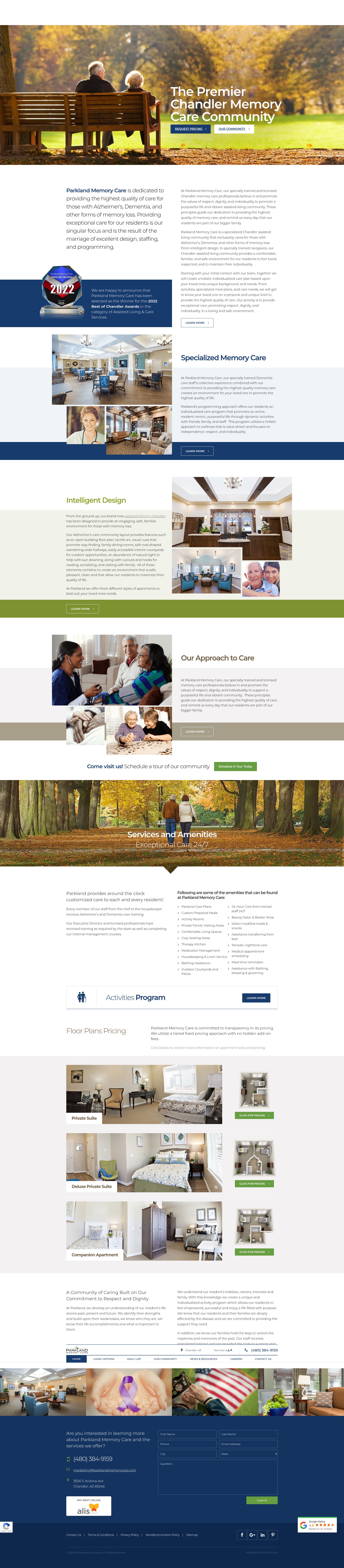 Screenshot of parklandmemorycare.com