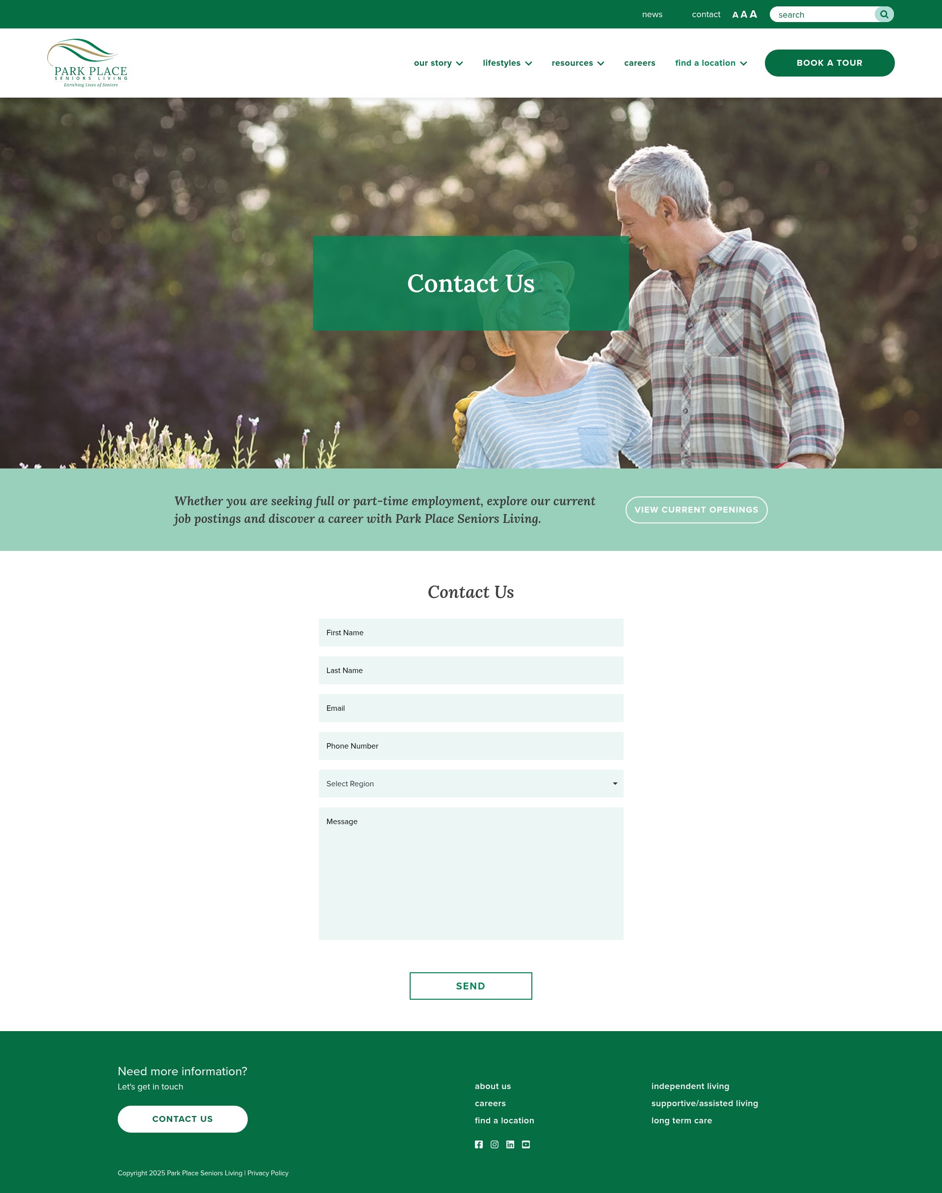 Screenshot of parkplaceseniorsliving.com