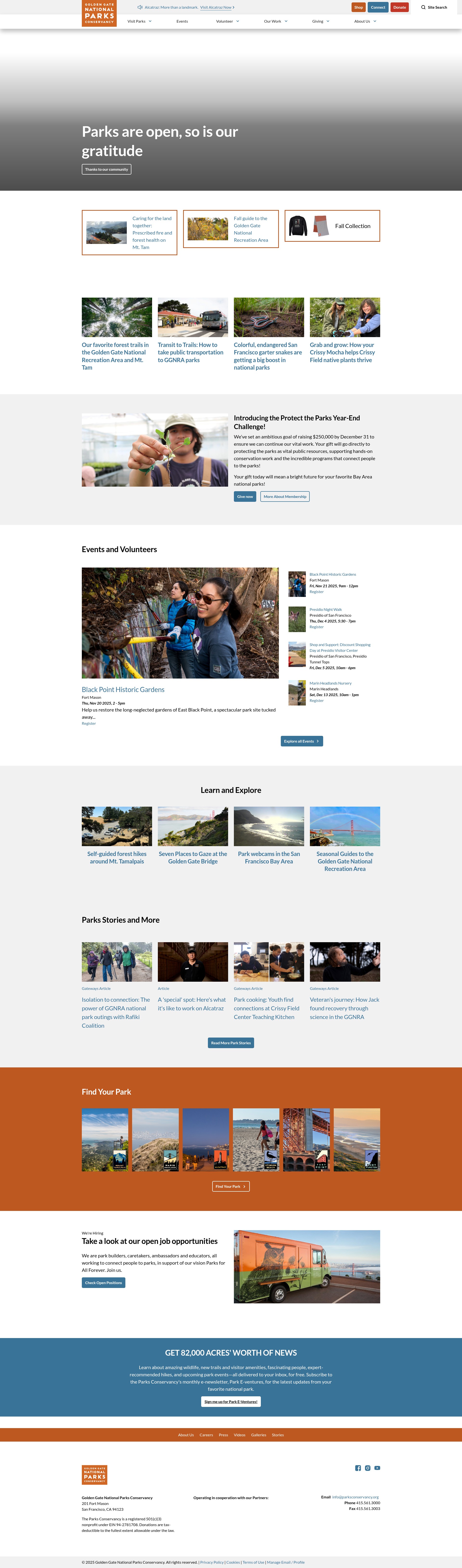 Screenshot of parksconservancy.org