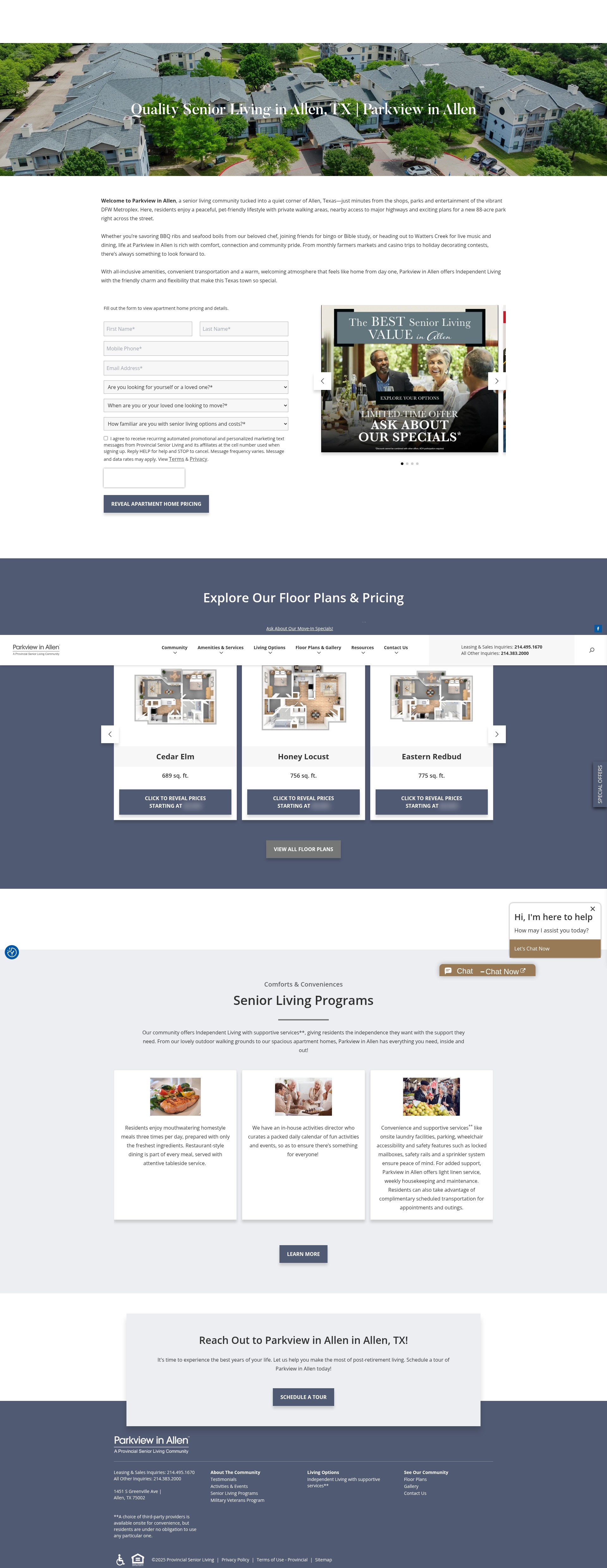 Screenshot of parkviewinallenseniorliving.com