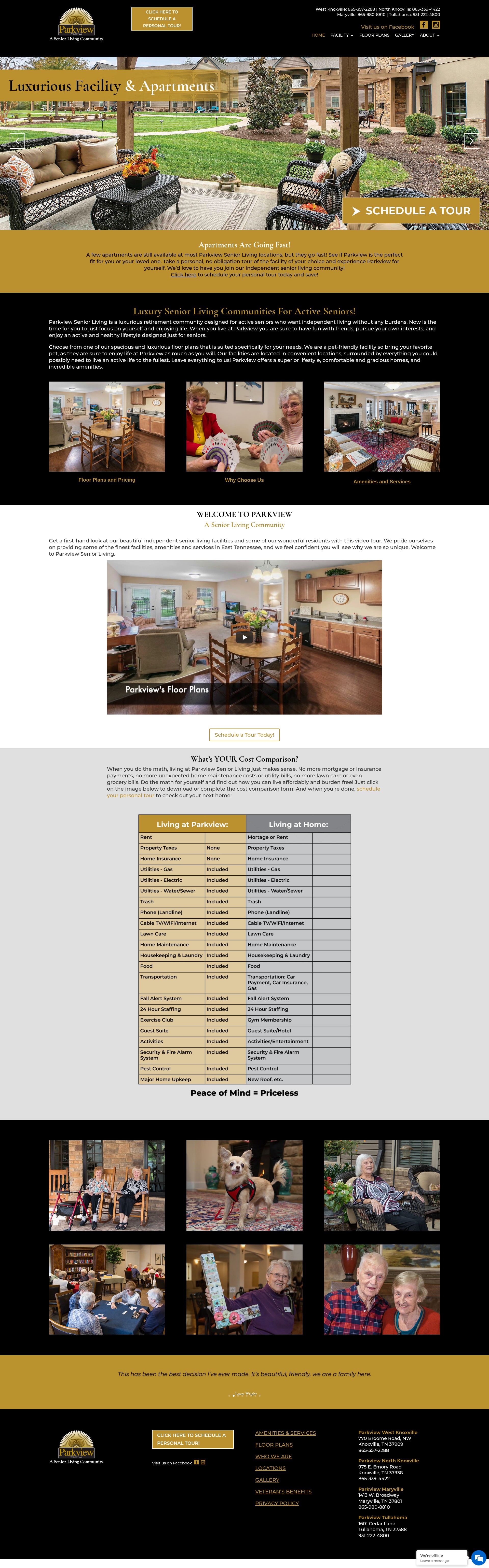 Screenshot of parkviewseniorlivingtn.com