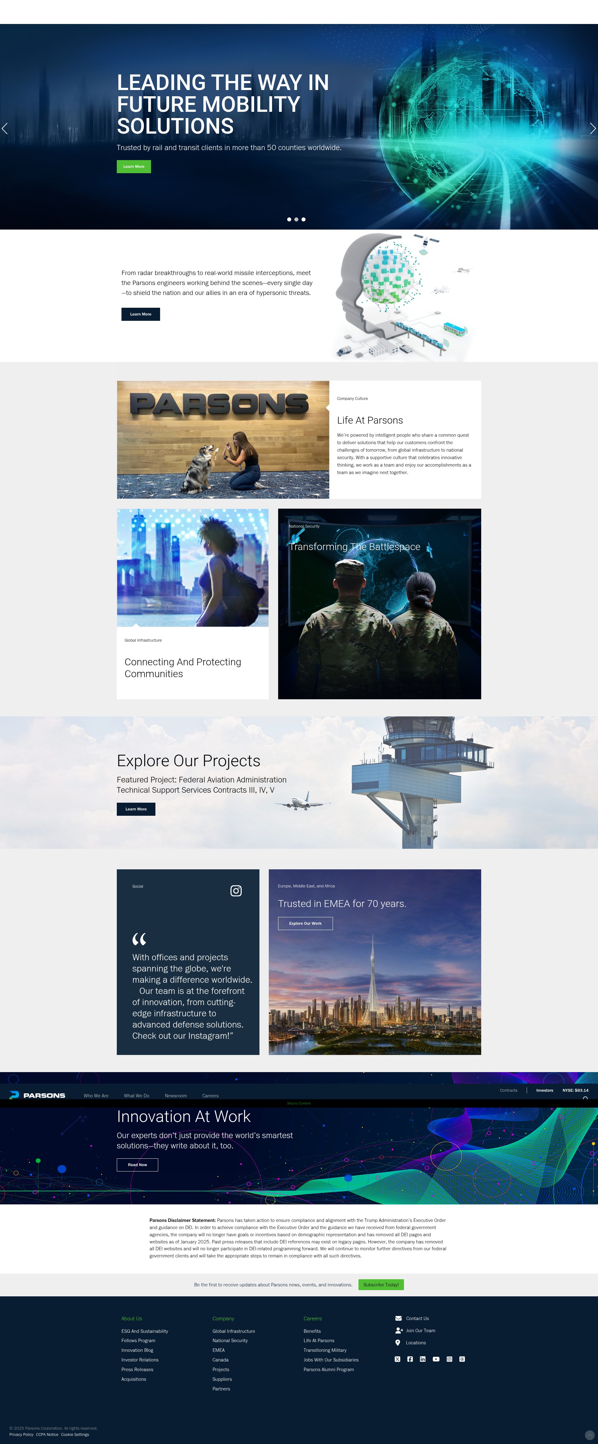 Screenshot of parsons.com