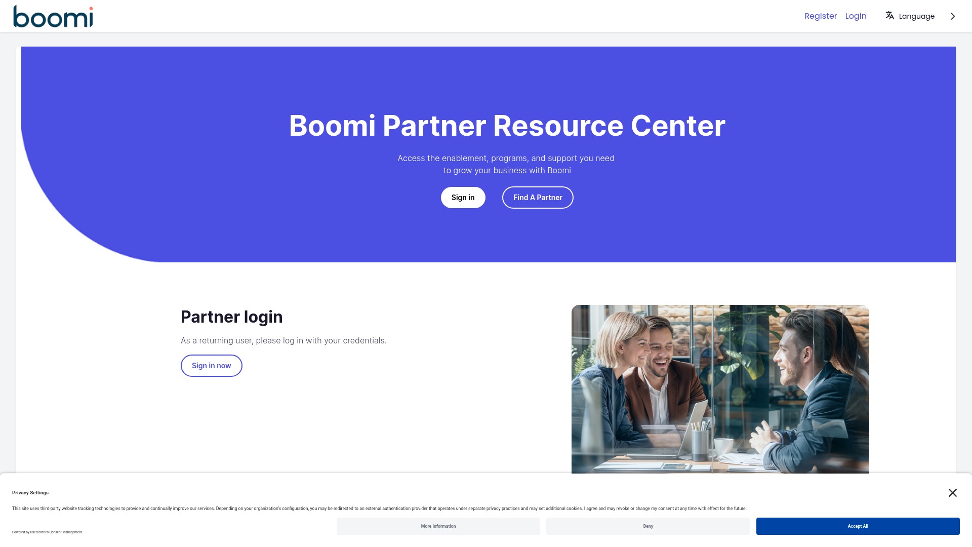 Screenshot of partners.boomi.com