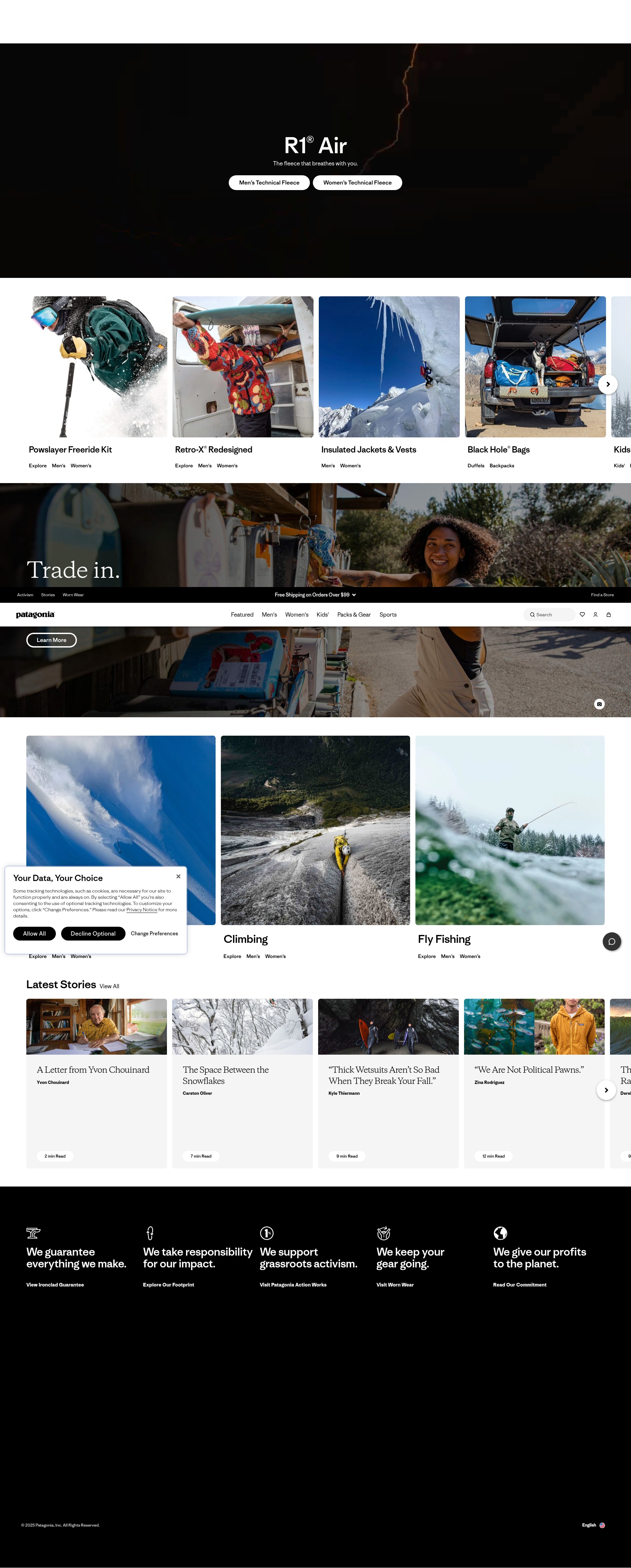 Screenshot of patagonia.com