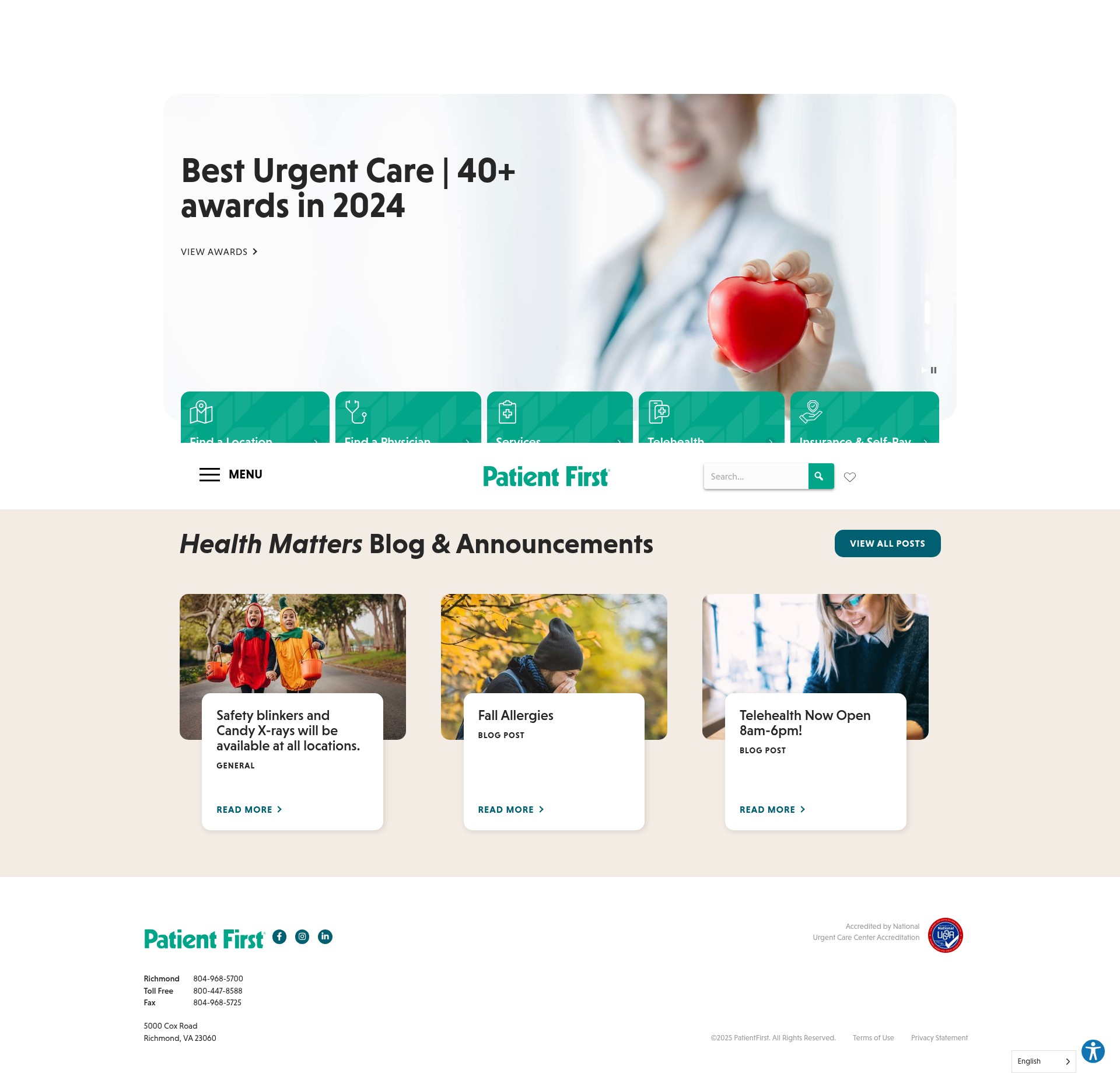 Screenshot of patientfirst.com